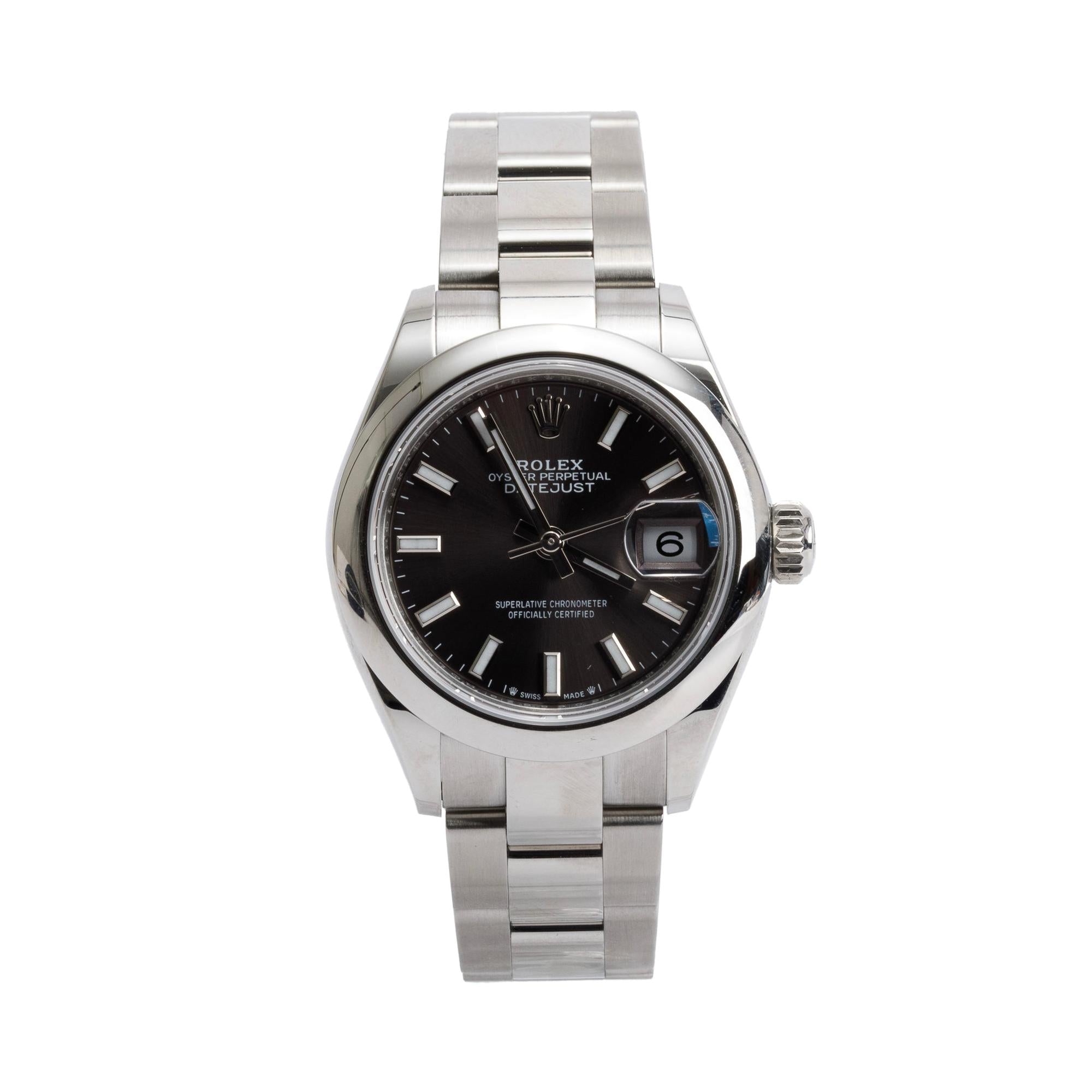 Rolex 2024 Stainless Steel Lady-Datejust 28 MM Automatic Watch Dark Grey Dial 279160 w/ Box & Papers