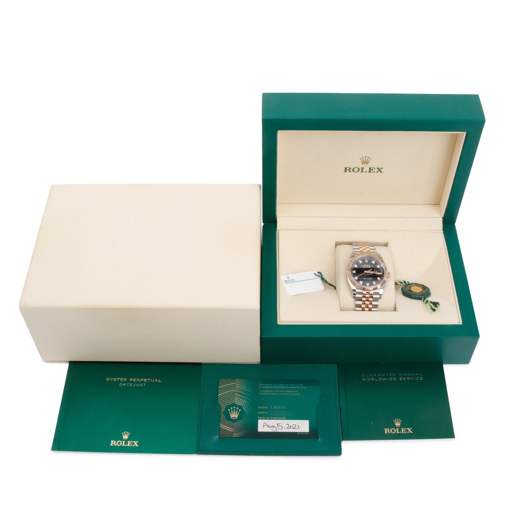 Rolex Stainless Steel & 18k Everose Gold Diamond Dial Datejust 36 MM Watch w/ Box & Papers