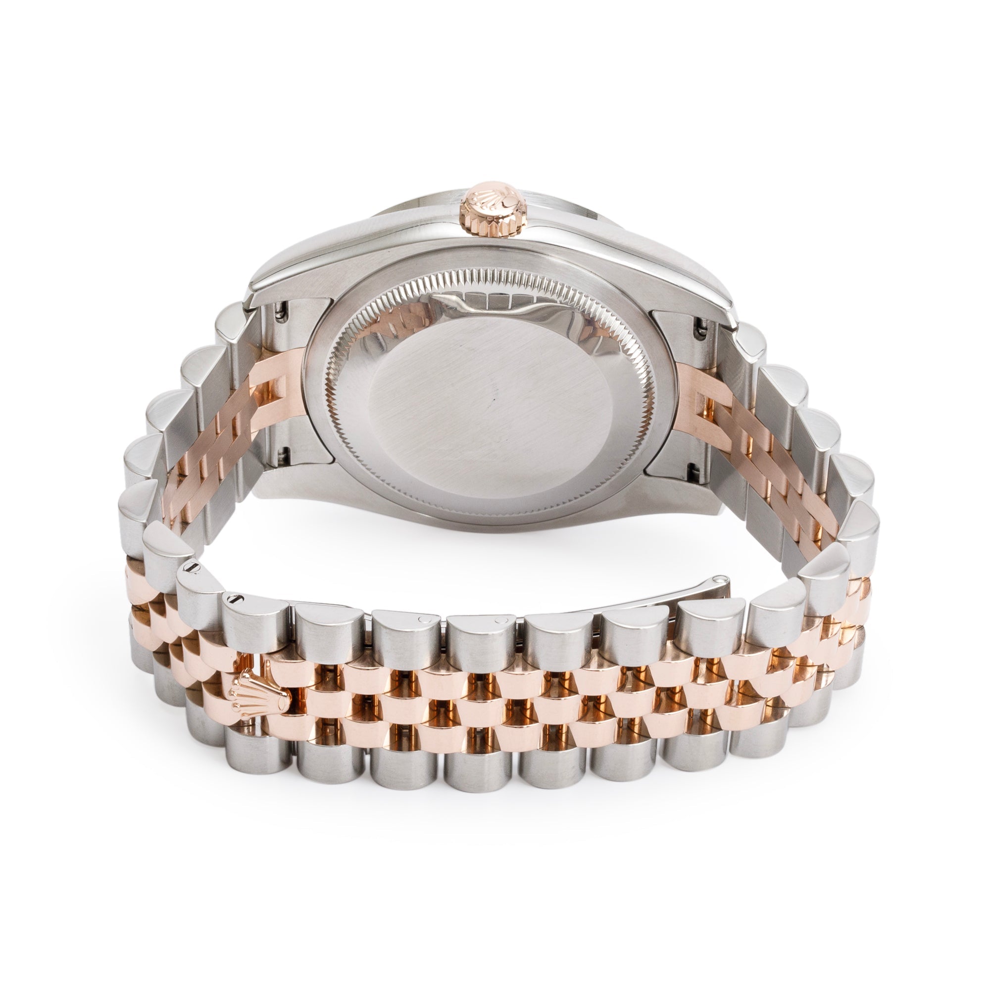 Rolex Stainless Steel & 18k Rose Gold Aftermarket Diamond Bezel & Diamond Dial Datejust 36 MM Watch 116231