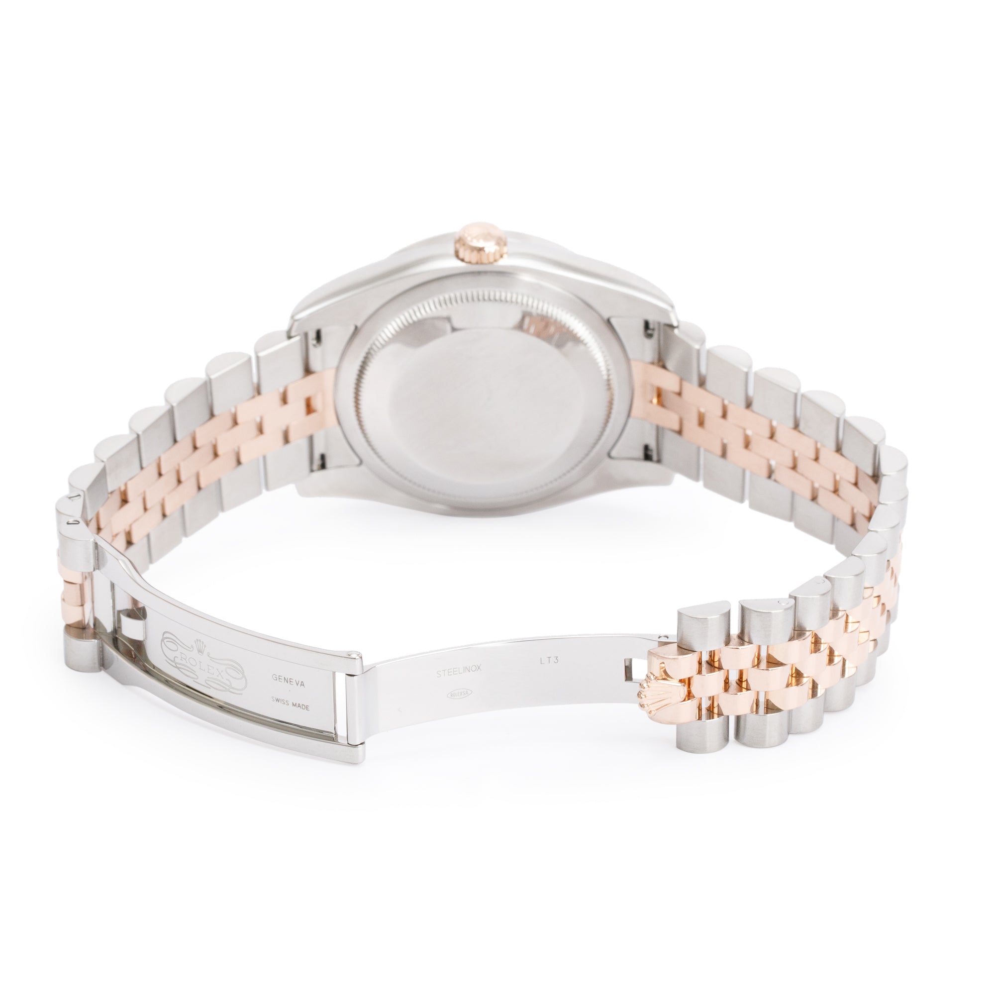Rolex Stainless Steel & 18k Rose Gold Aftermarket Diamond Bezel & Diamond Dial Datejust 36 MM Watch 116231