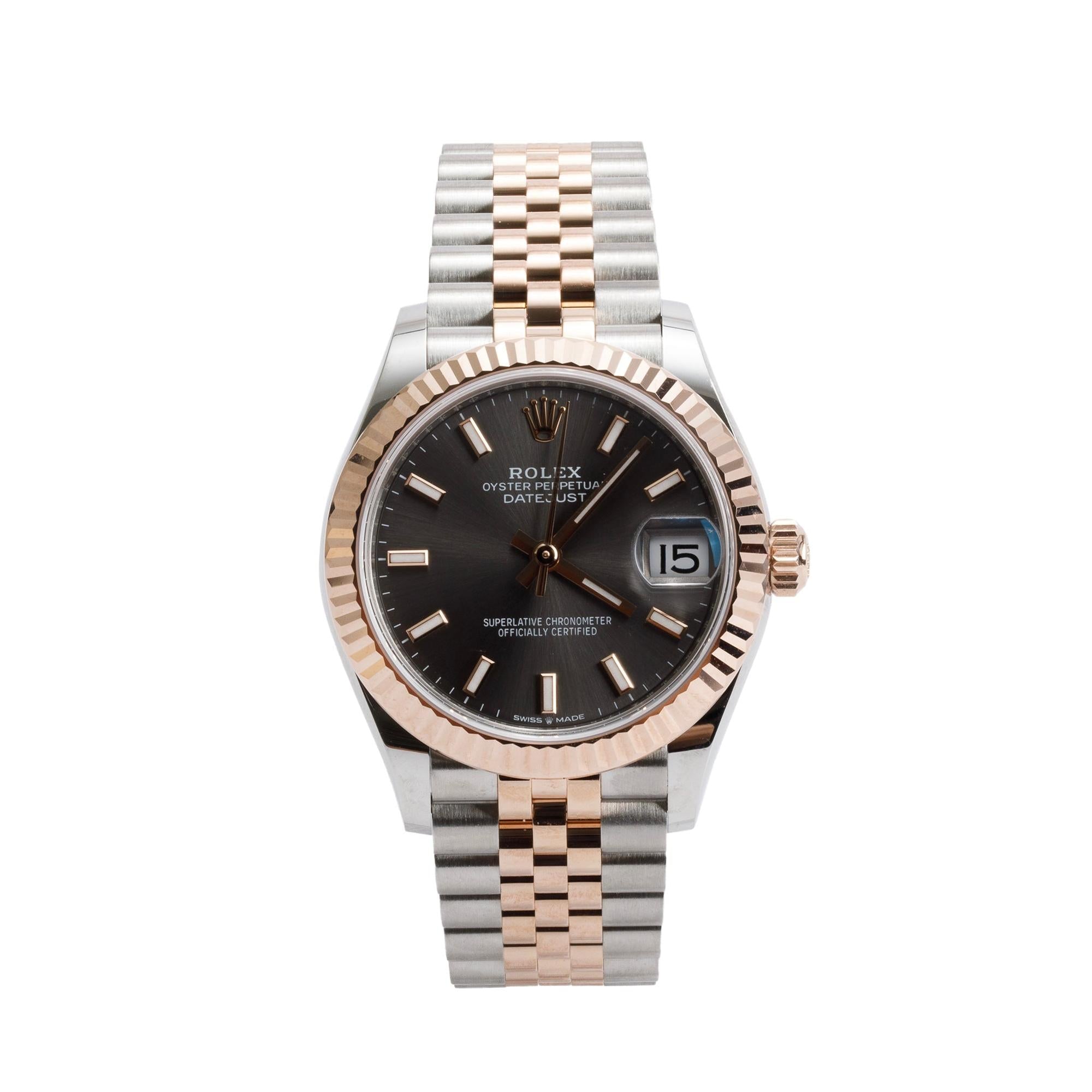 Rolex Stainless Steel & 18k Rose Gold Datejust 31 MM Watch 278271 w/ Box & Papers