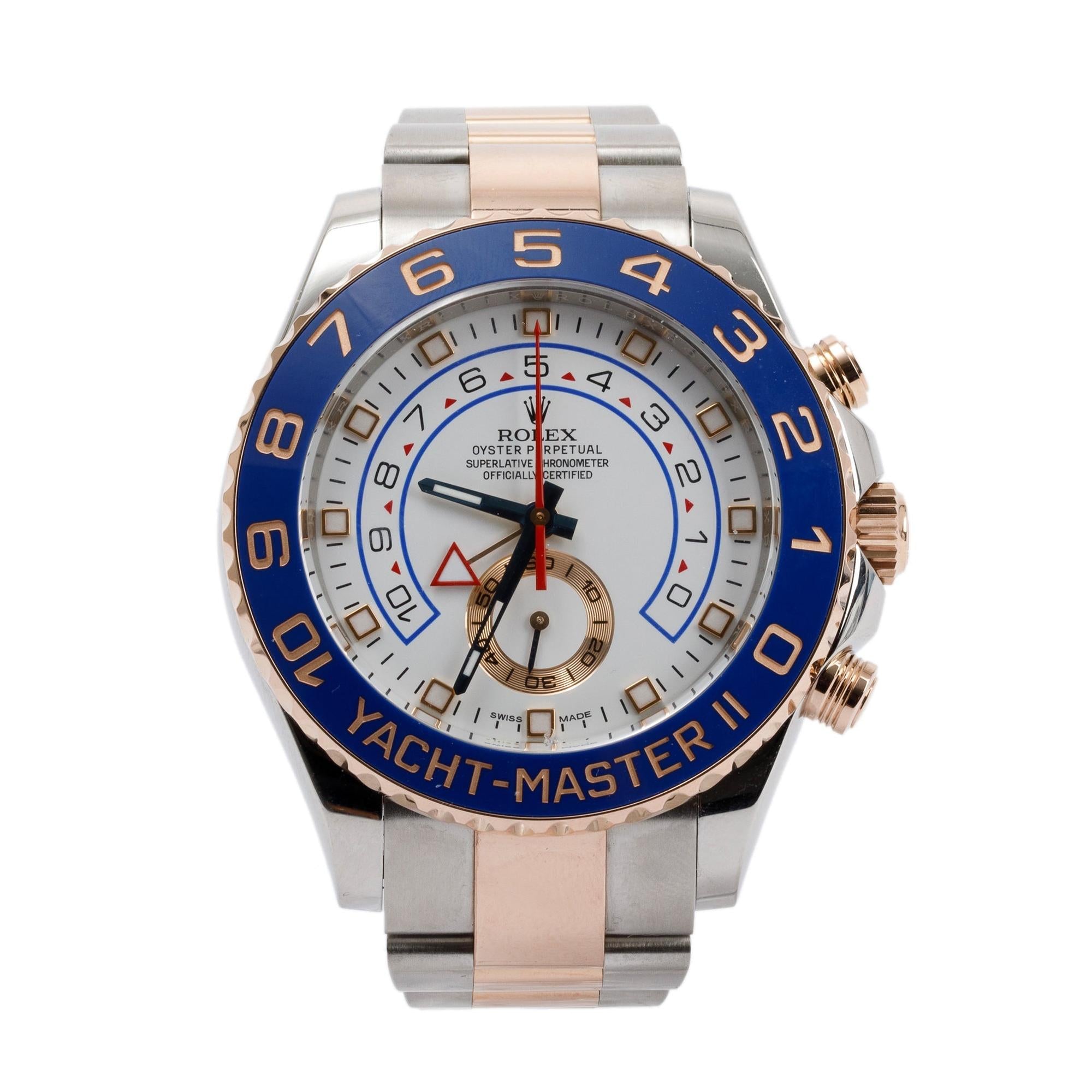 Rolex Stainless Steel & 18k Rose Gold Yacht-Master II 44 MM Automatic Watch w/ Box & Papers