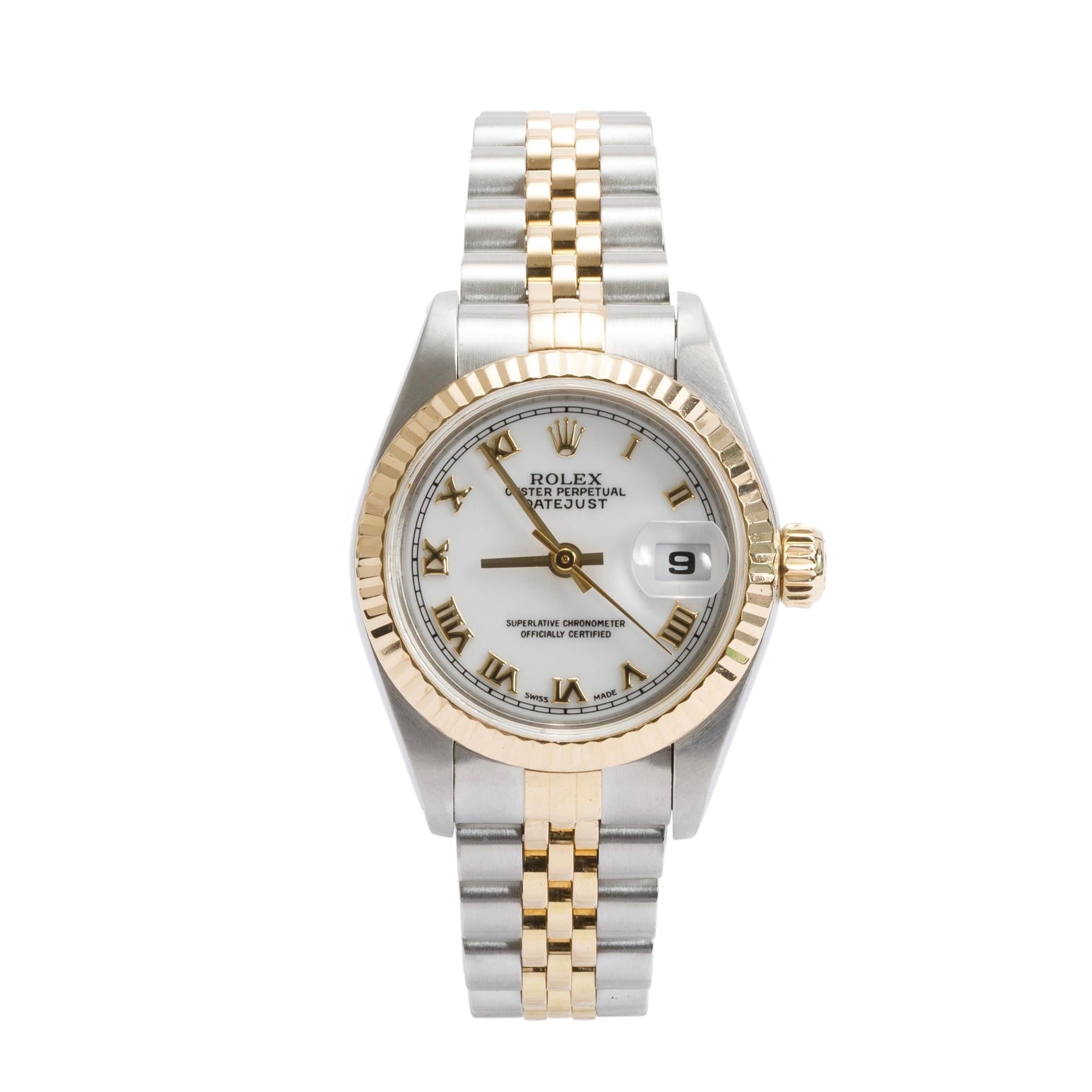 Rolex Stainless Steel & 18k Yellow Gold Datejust 26 MM Watch 69173 w/ Box & Papers