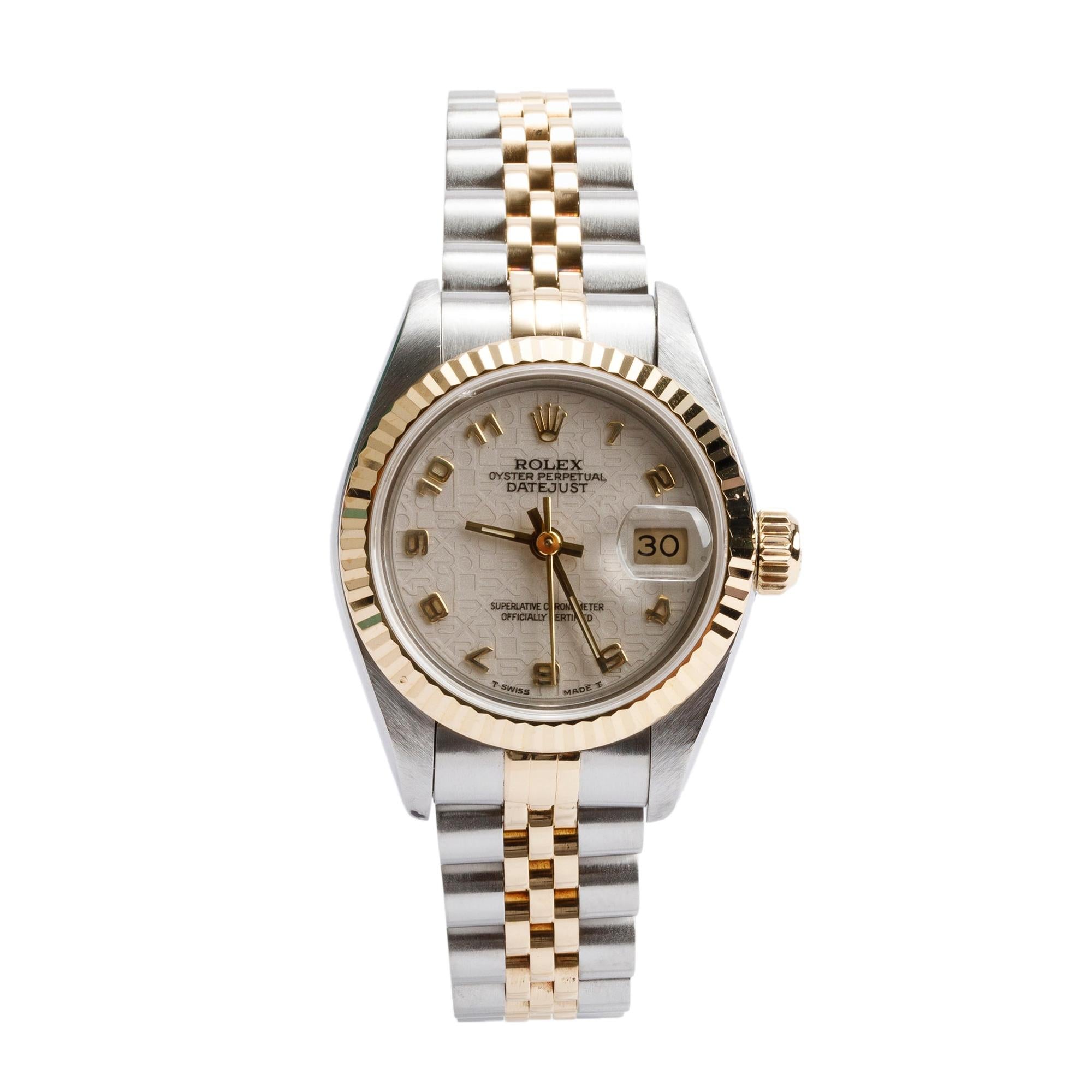 Rolex Stainless Steel & 18k Yellow Gold Datejust 26 MM Watch 69173 w/ Box & Papers