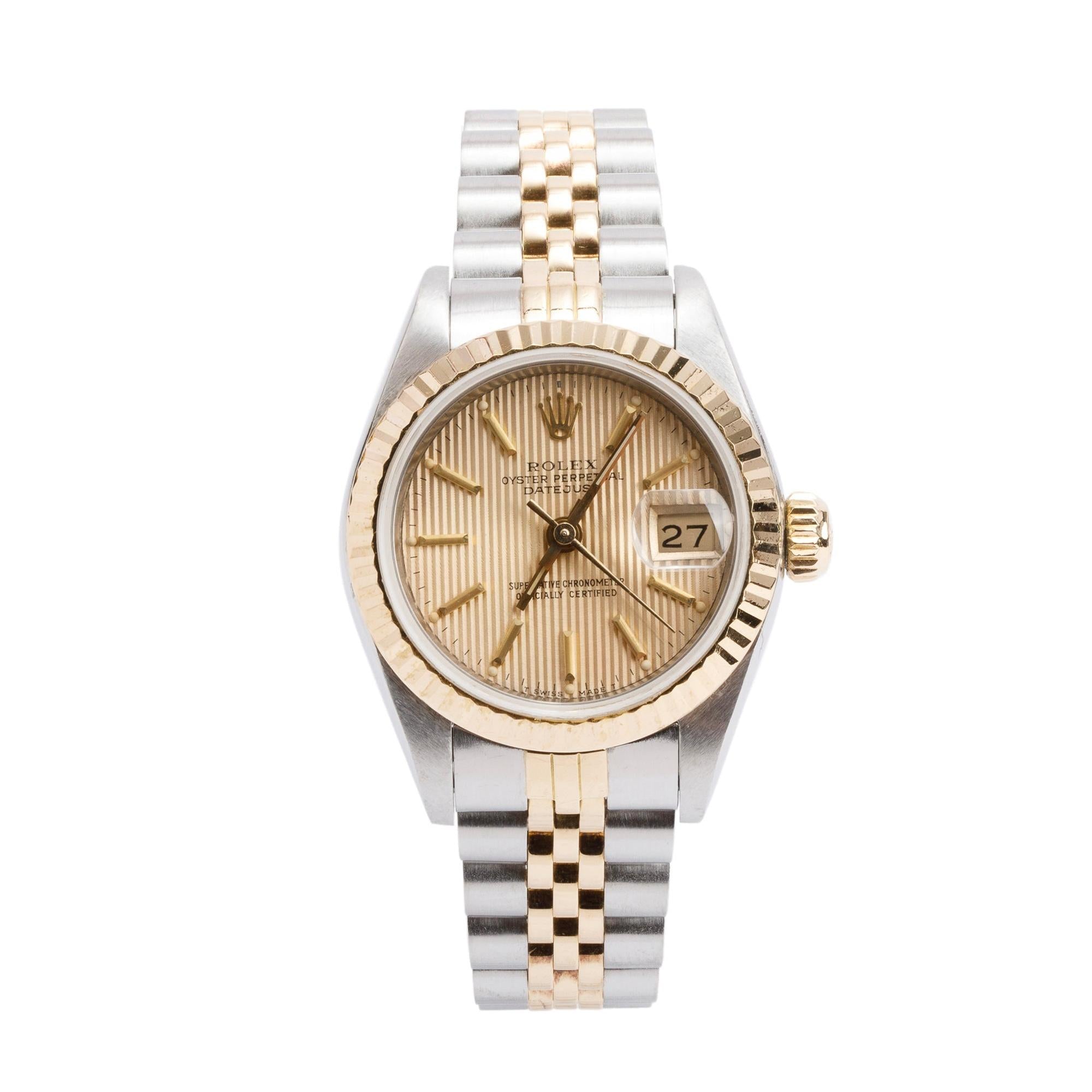 Rolex Stainless Steel & 18k Yellow Gold Datejust 26 MM Watch 69173