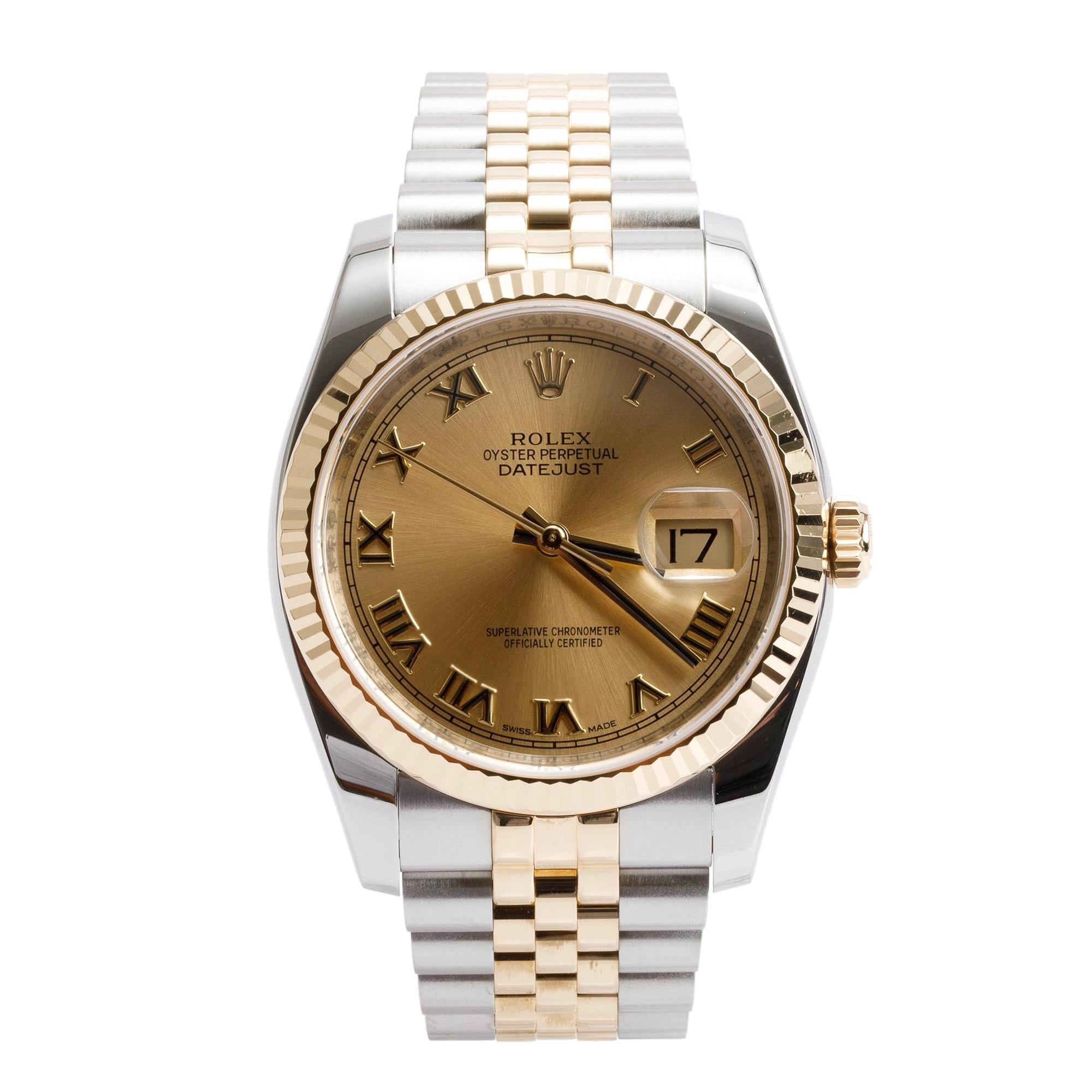 Rolex Stainless Steel & 18k Yellow Gold Datejust 36 MM Watch 116233 w/ Box & Papers
