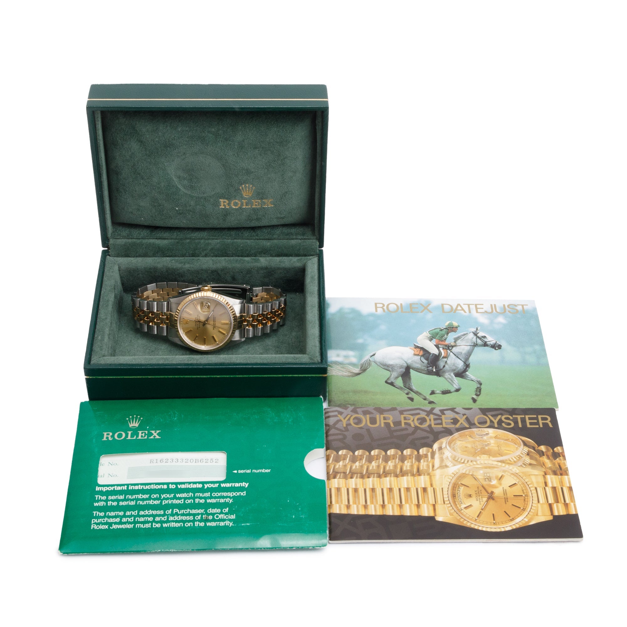 Rolex Stainless Steel & 18k Yellow Gold Datejust 36 MM Watch 16233 w/ Box & Papers