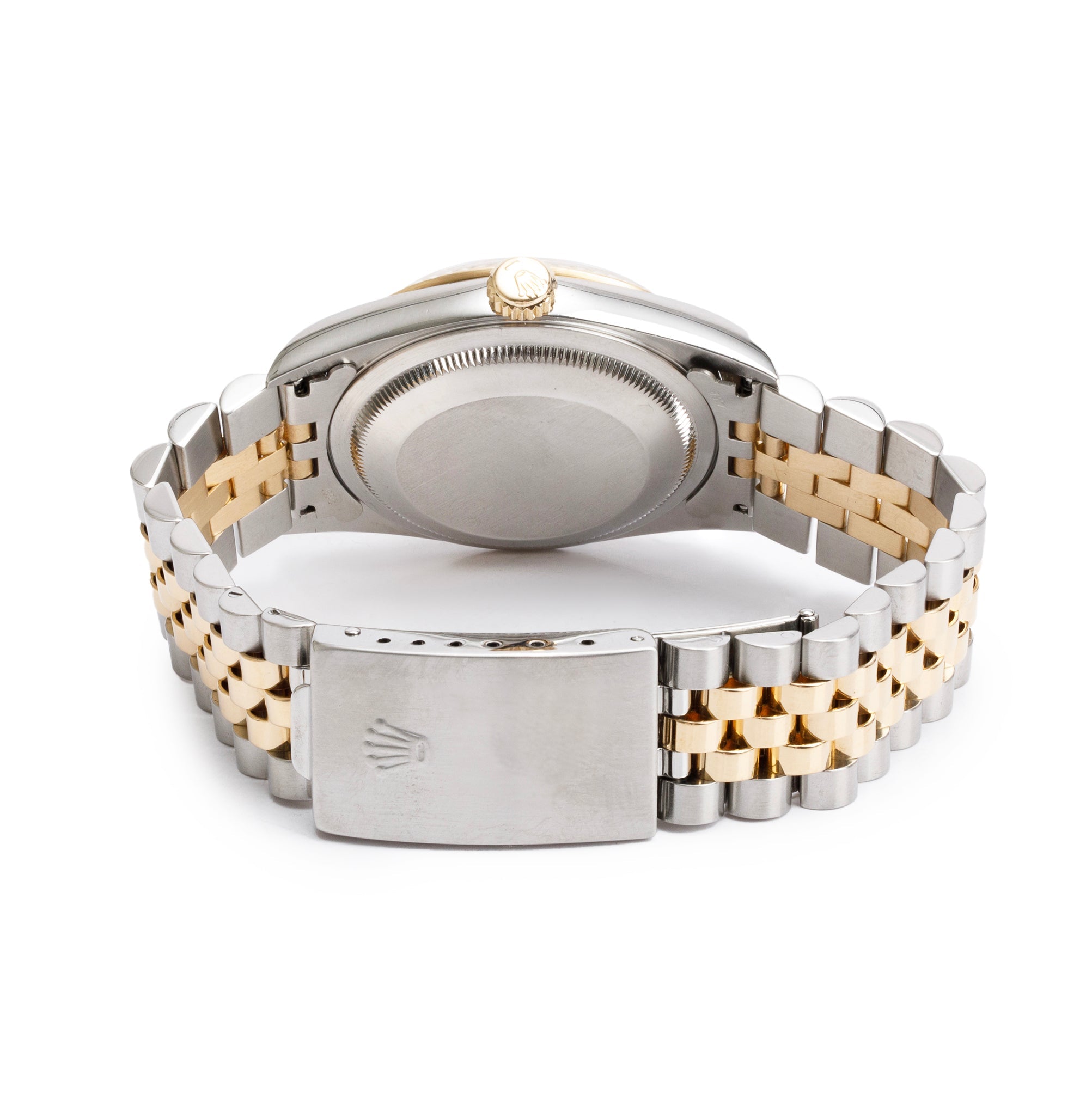 Rolex Stainless Steel & 18k Yellow Gold Datejust 36 MM Watch Black Diamond Dial 16233