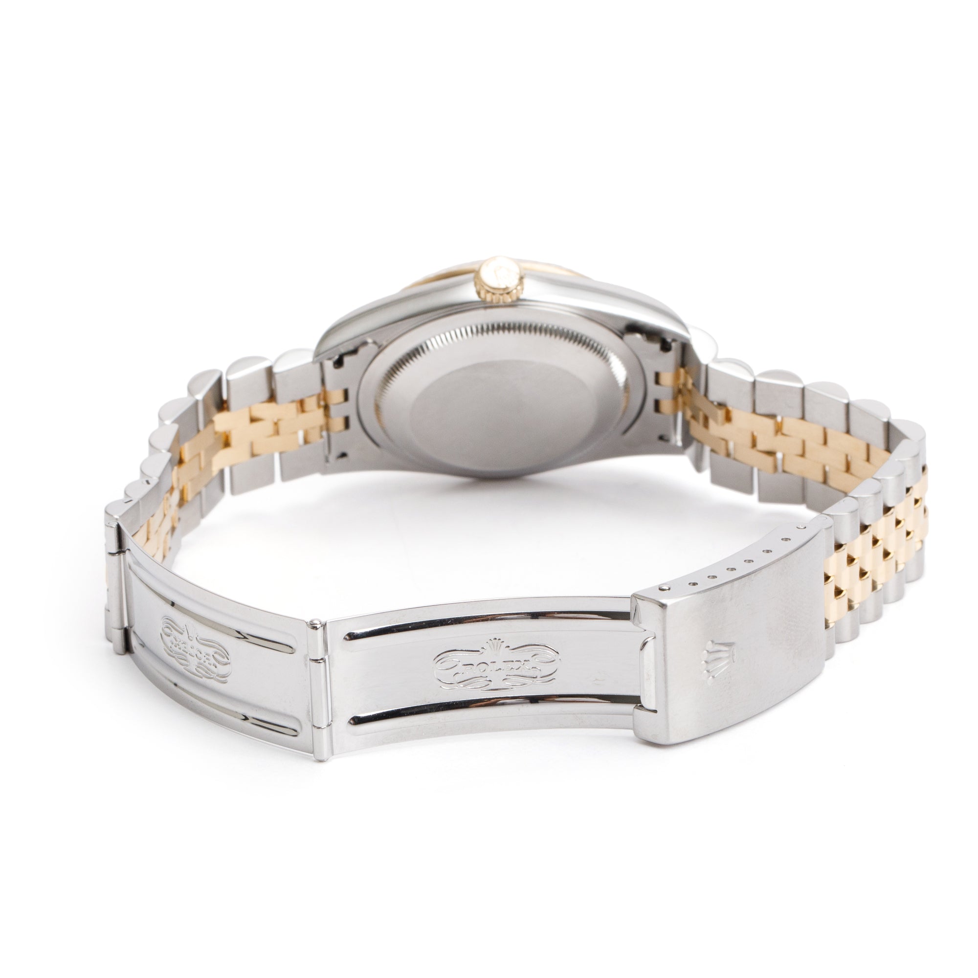 Rolex Stainless Steel & 18k Yellow Gold Datejust 36 MM Watch Black Diamond Dial 16233