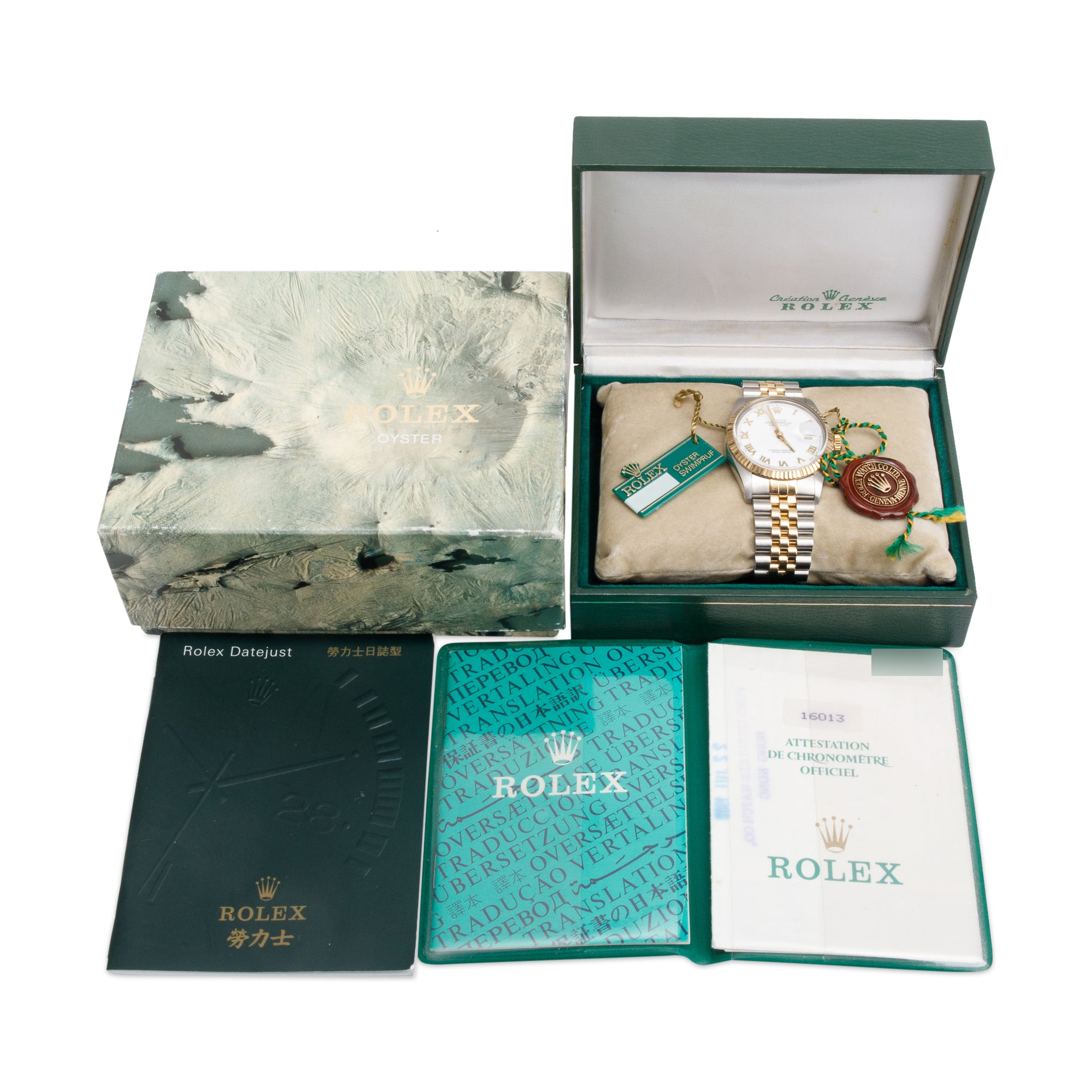 Rolex Stainless Steel & 18k Yellow Gold Datejust 36 MM Watch White Roman Numeral Dial 16013 w/ Box & Papers