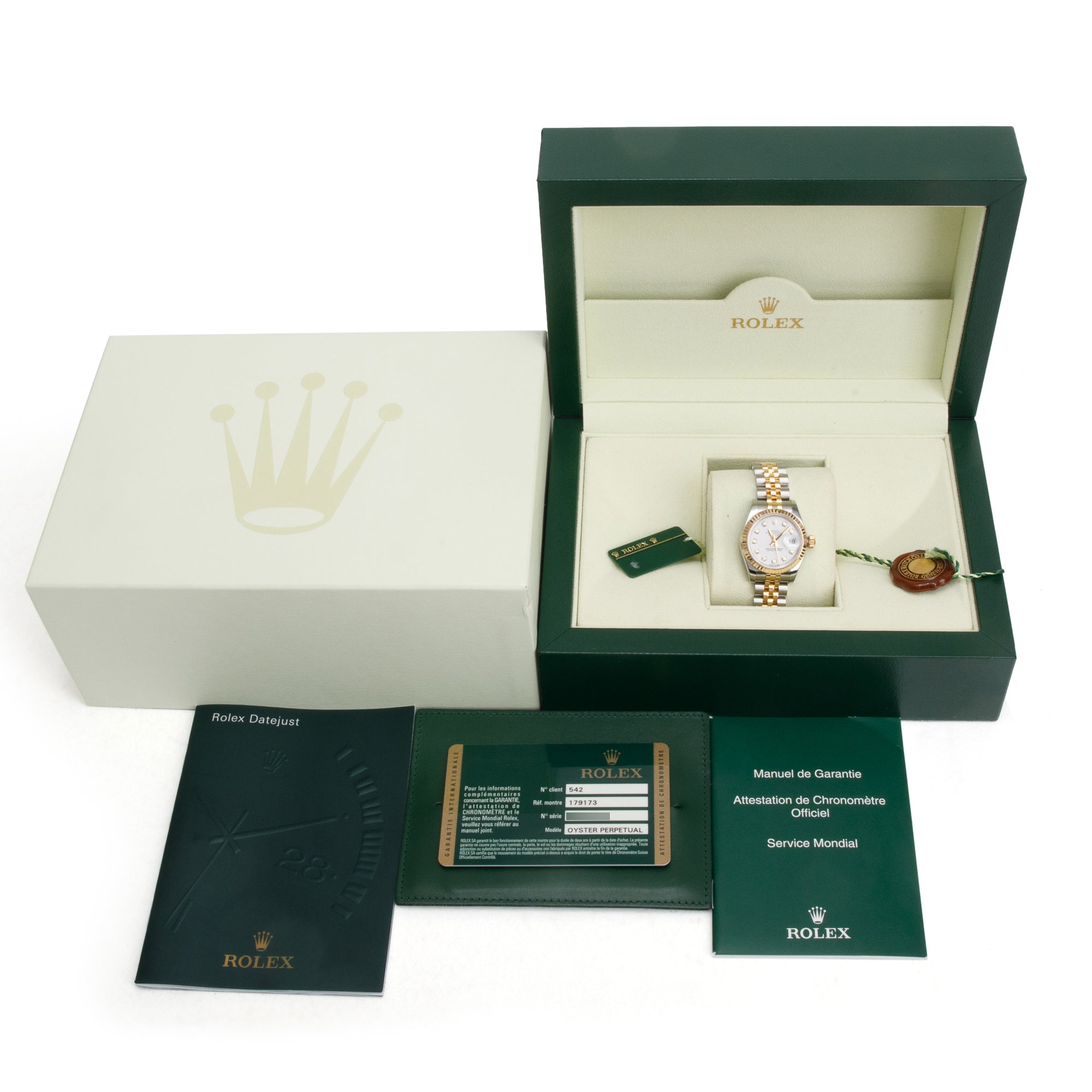 Rolex Stainless Steel & 18k Yellow Gold Datejust Diamond Dial 26 MM Watch 179173 w/ Box & Papers