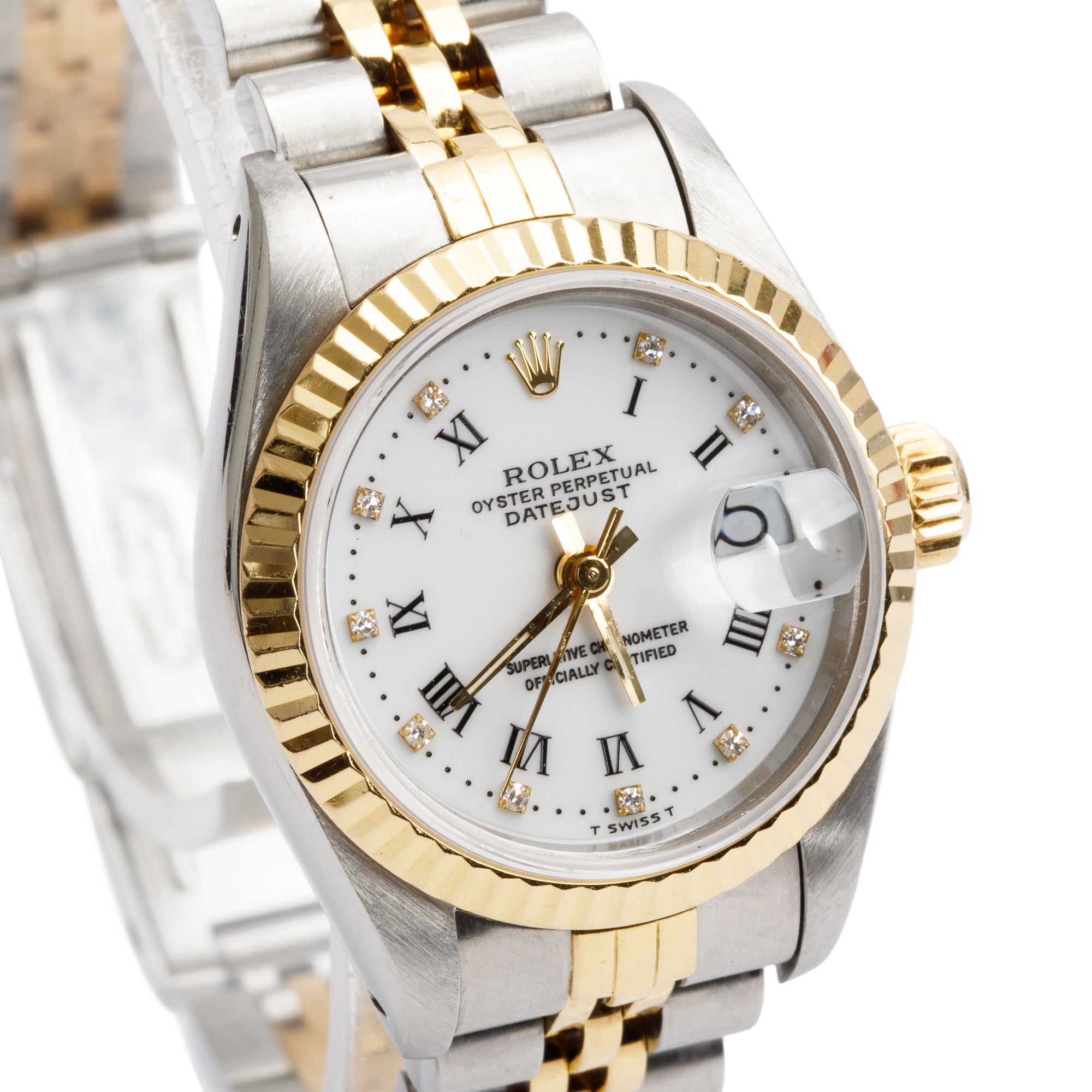 Rolex Stainless Steel & 18k Yellow Gold Diamond Dial Datejust 26 MM Watch 69173