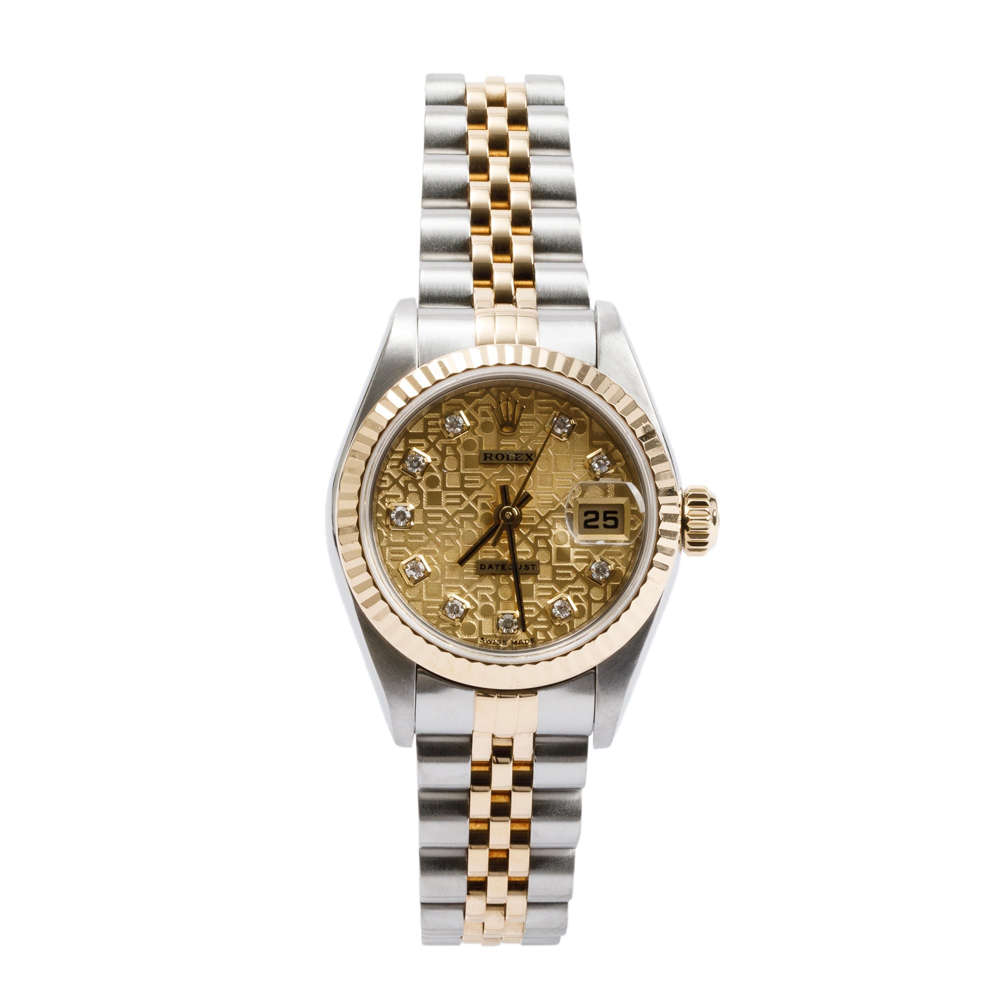 Rolex Stainless Steel & 18k Yellow Gold Diamond Dial Datejust 26 MM Watch