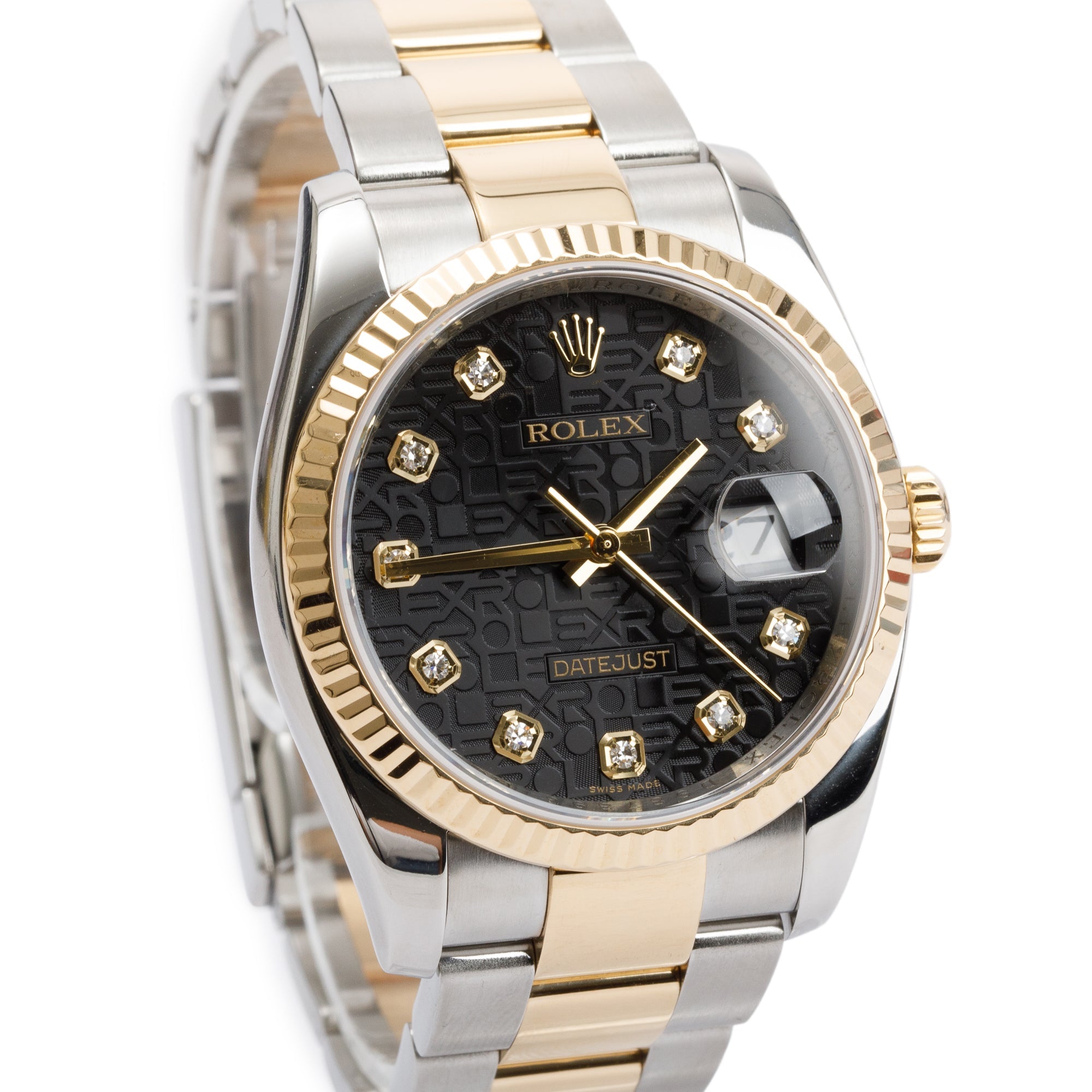 Rolex Stainless Steel & 18k Yellow Gold Diamond Dial Datejust 36 MM Watch