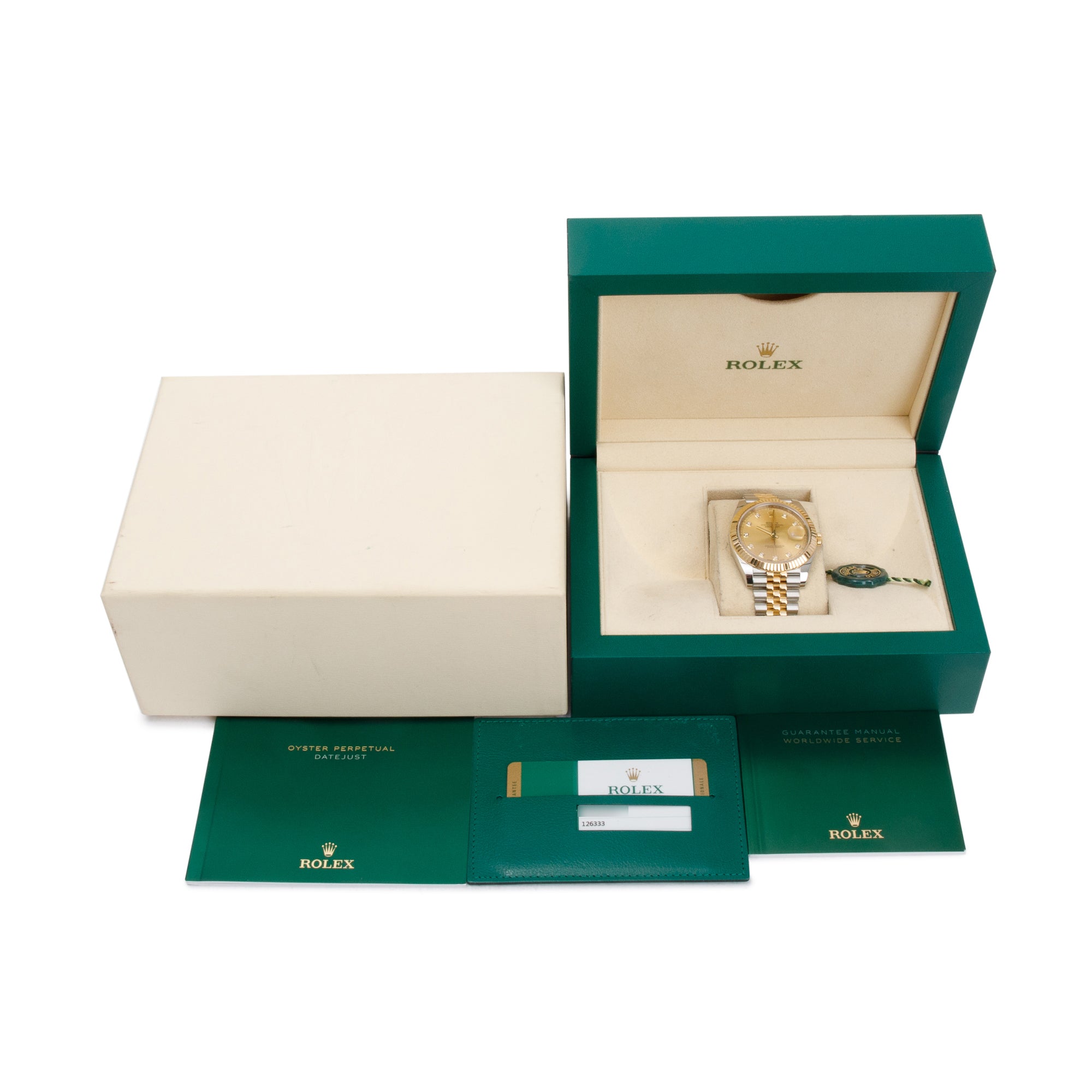 Rolex Stainless Steel & 18k Yellow Gold Diamond Dial Datejust 41 MM Watch w/ Box & Papers