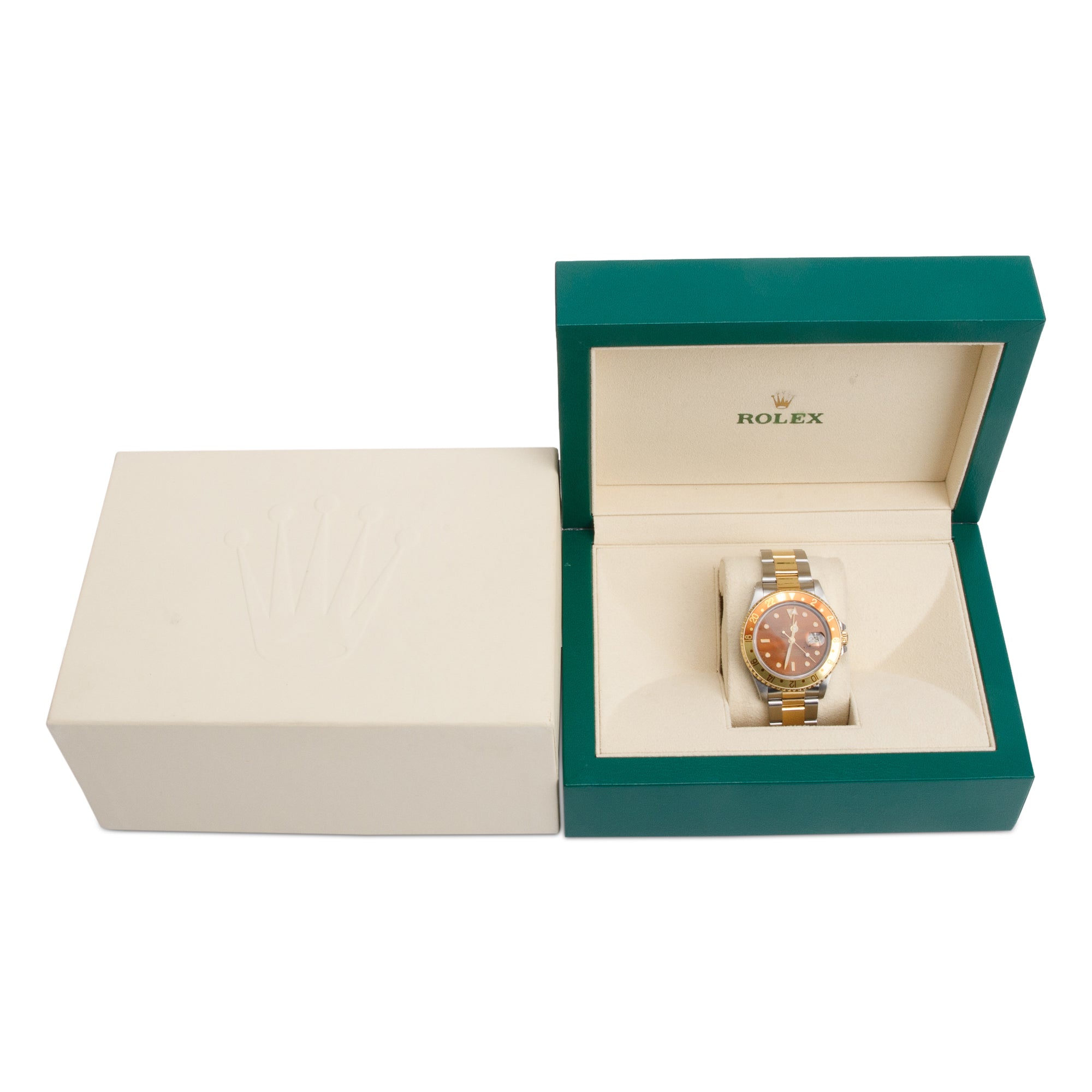 Rolex Stainless Steel & 18k Yellow Gold GMT-Master II Root Beer 40 MM Automatic Watch 16713 w/ Box