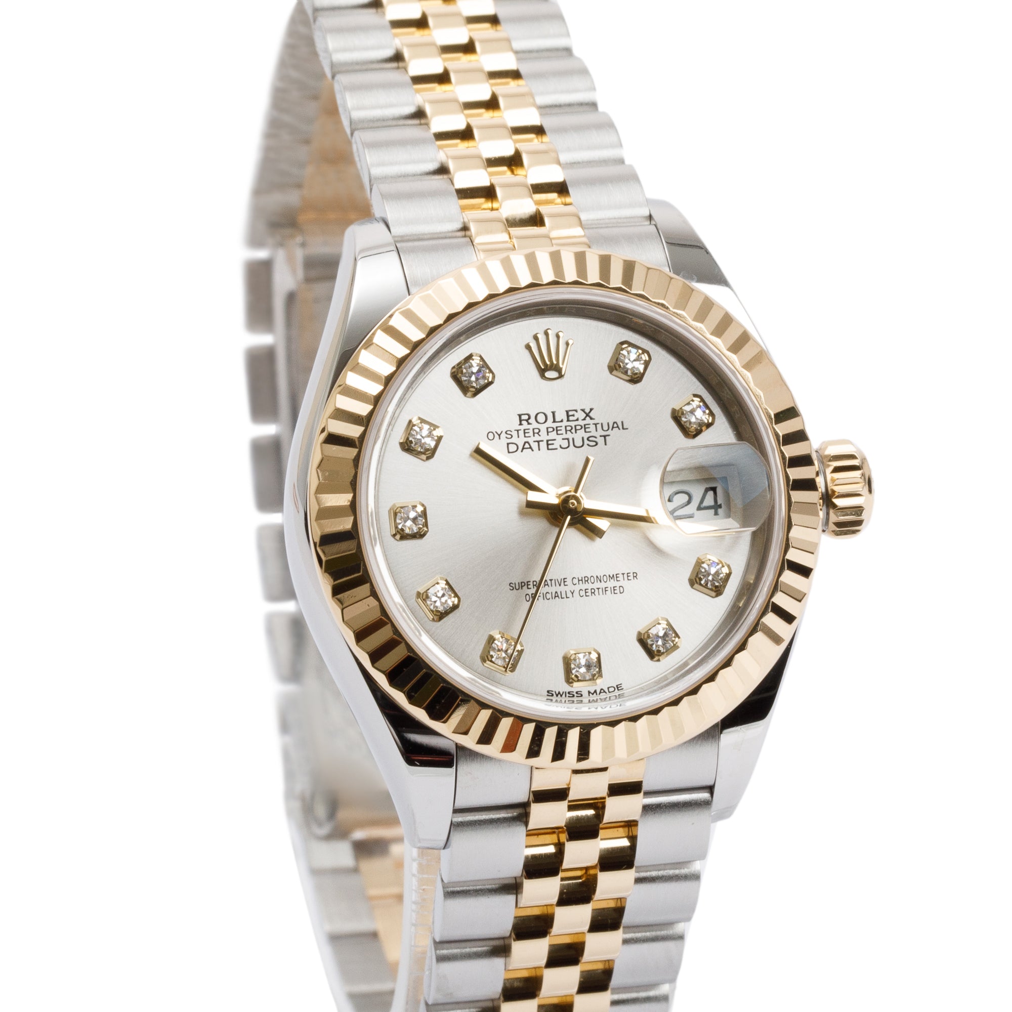 Rolex Stainless Steel & 18k Yellow Gold Lady-Datejust Diamond Dial 28 MM Watch w/ Box & Papers