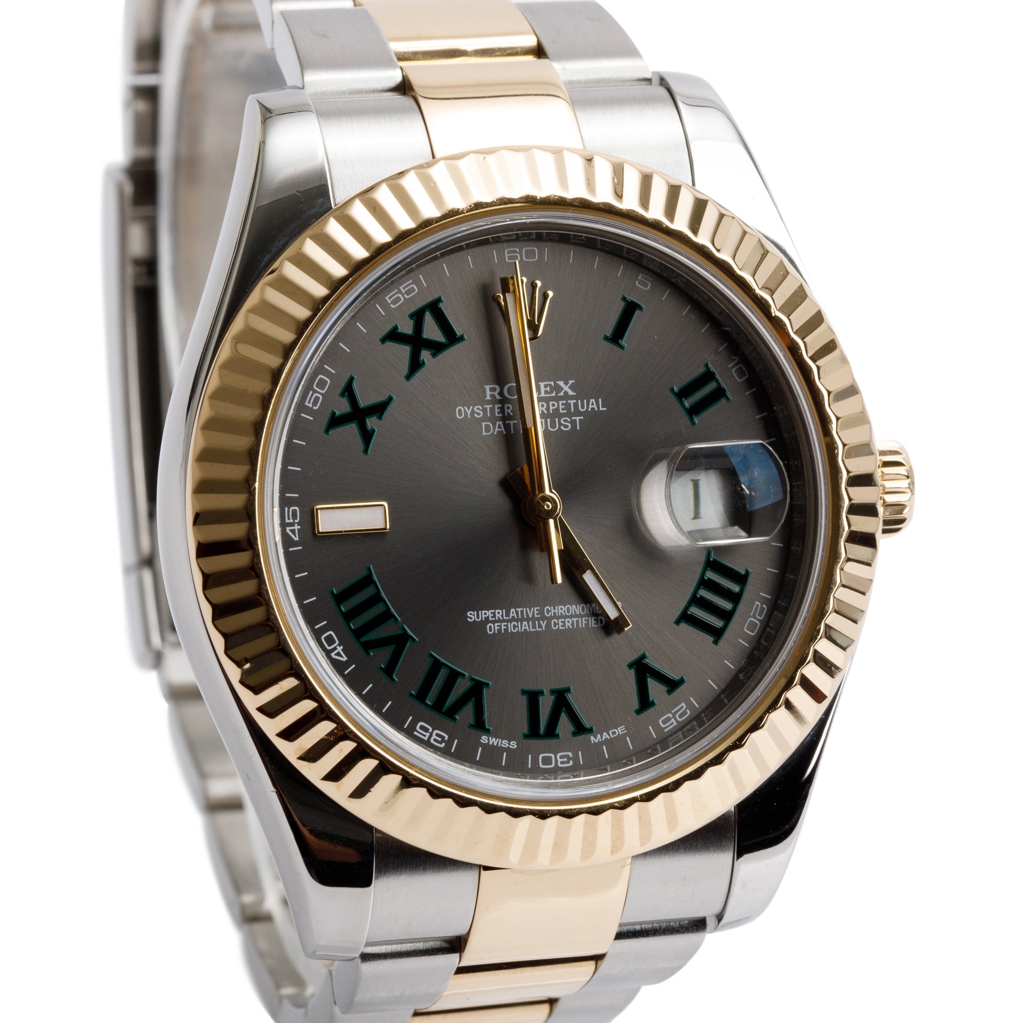 Rolex Stainless Steel & 18k Yellow Gold Oyster Perpetual Datejust 41 MM Watch Wimbledon Dial 116333 w/ Box & Papers
