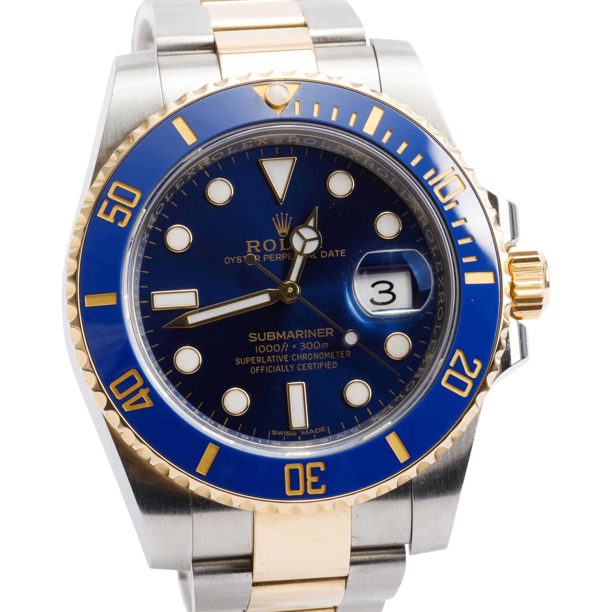 Rolex Stainless Steel & 18k Yellow Gold Submariner Date 40 MM Automatic Watch 116613LB w/ Box & Papers