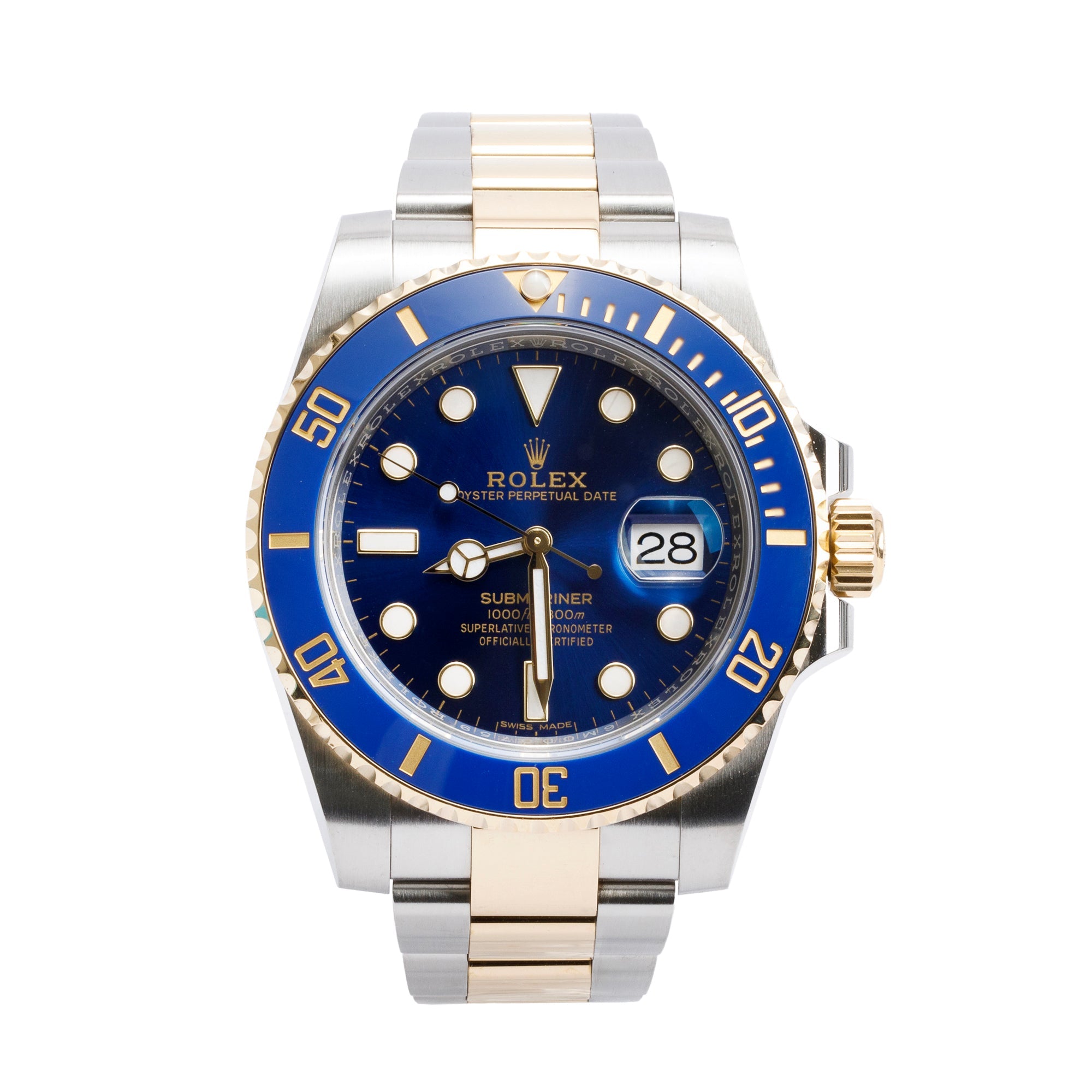 Rolex Stainless Steel & 18k Yellow Gold Submariner Date 40 MM Automatic Watch 116613LB w/ Box & Papers