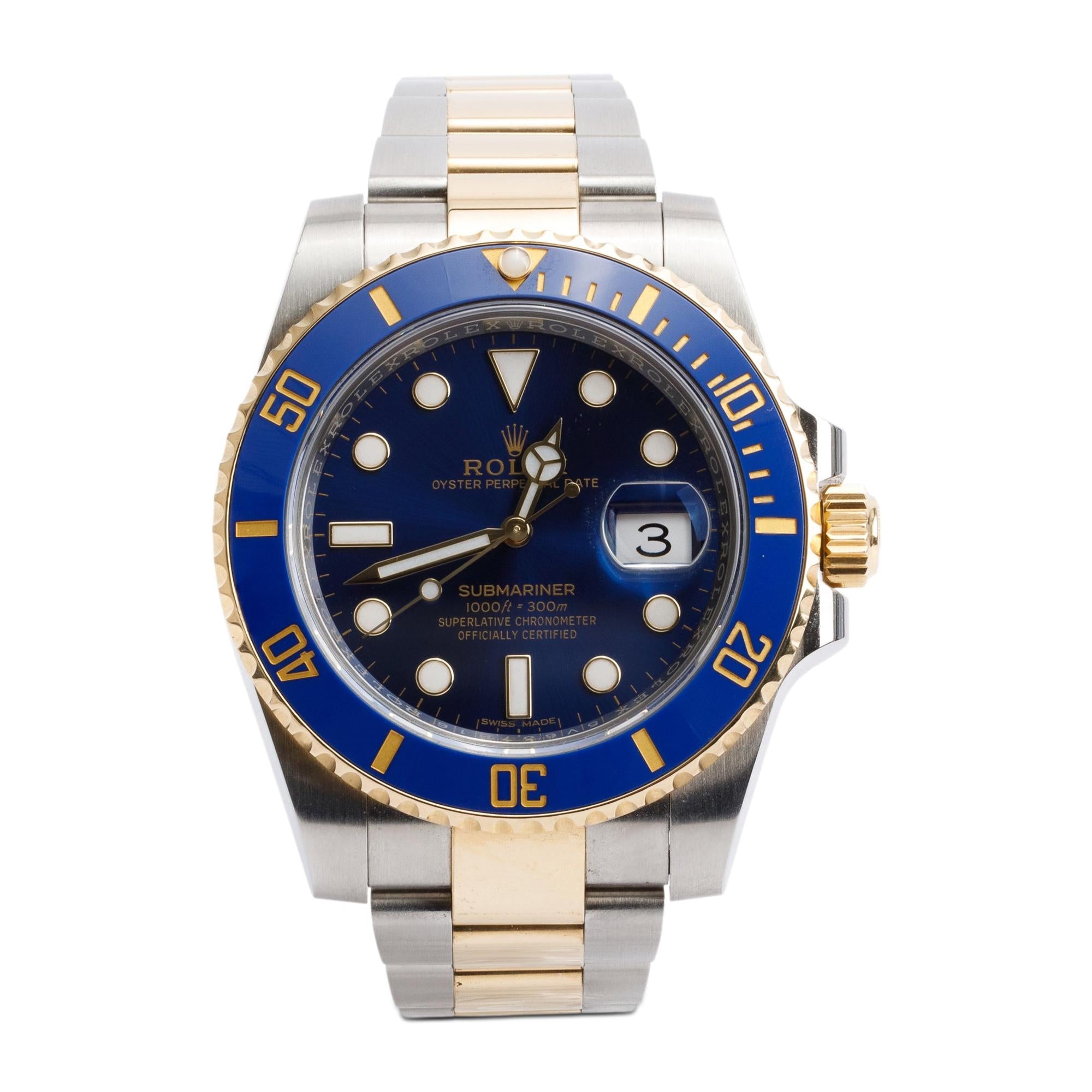 Rolex Stainless Steel & 18k Yellow Gold Submariner Date 40 MM Automatic Watch 116613LB w/ Box & Papers