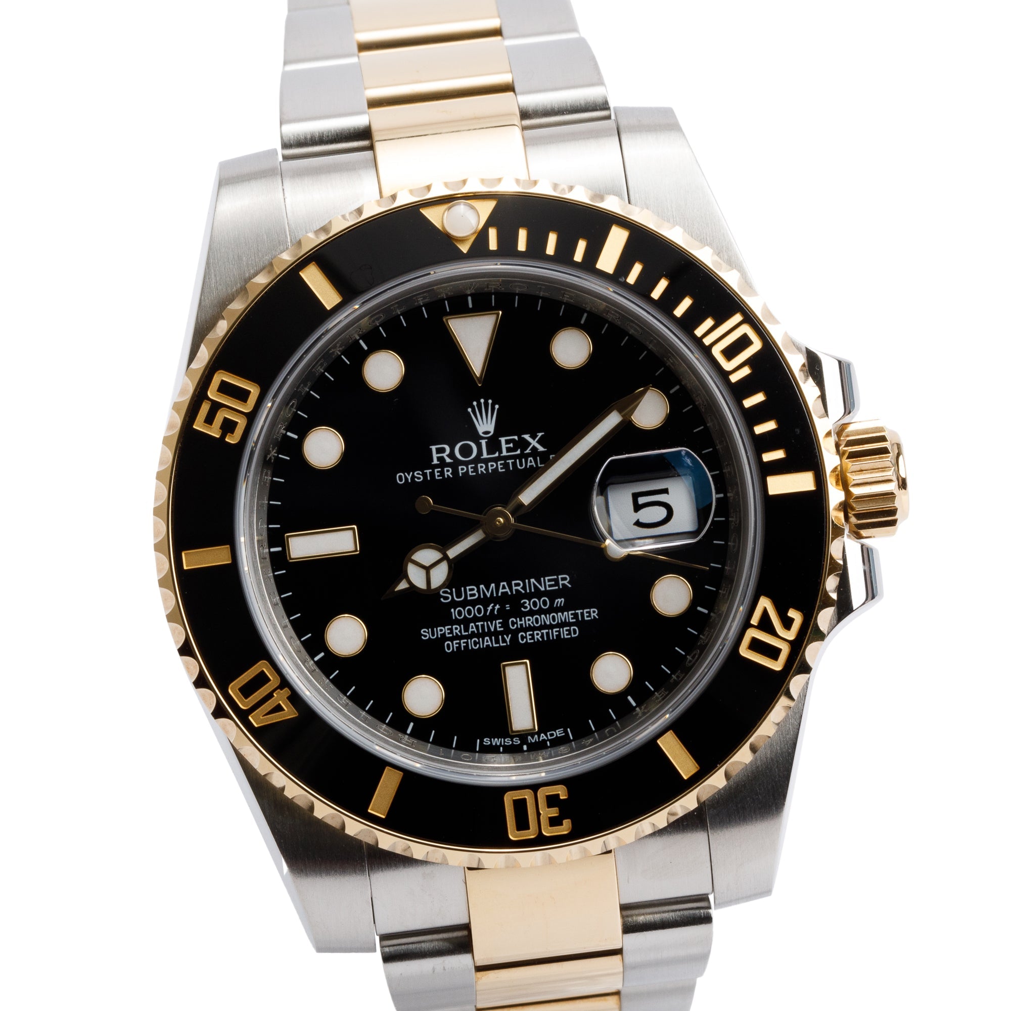 Rolex Stainless Steel & 18k Yellow Gold Submariner Date 40 MM Automatic Watch 116613LN w/ Box & Papers