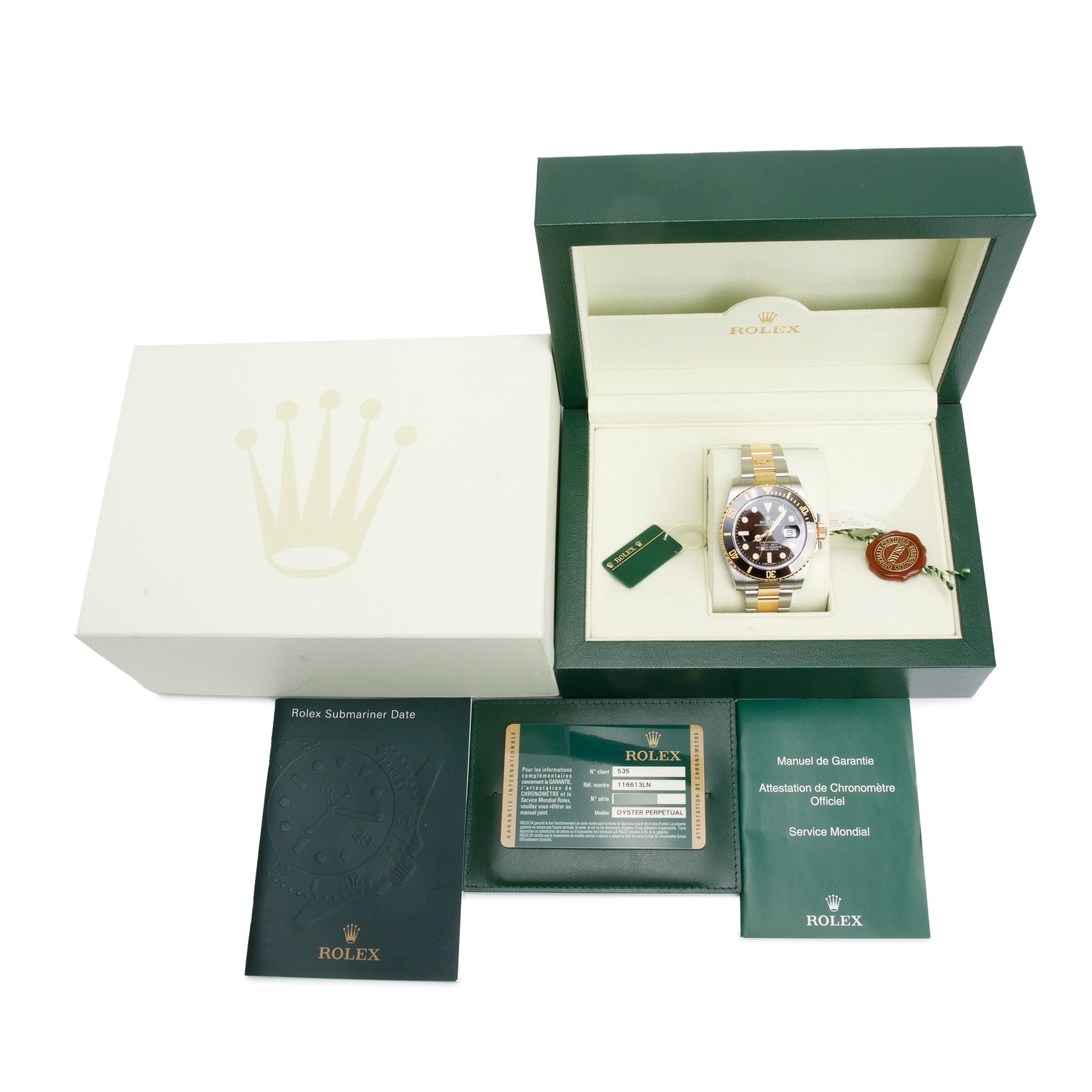 Rolex Stainless Steel & 18k Yellow Gold Submariner Date 40 MM Automatic Watch 116613LN w/ Box & Papers