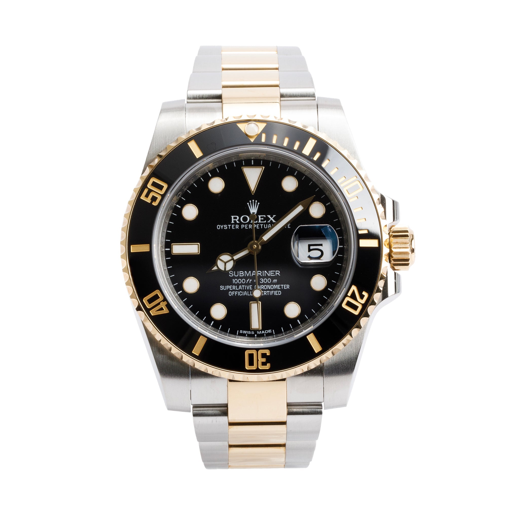 Rolex Stainless Steel & 18k Yellow Gold Submariner Date 40 MM Automatic Watch 116613LN w/ Box & Papers