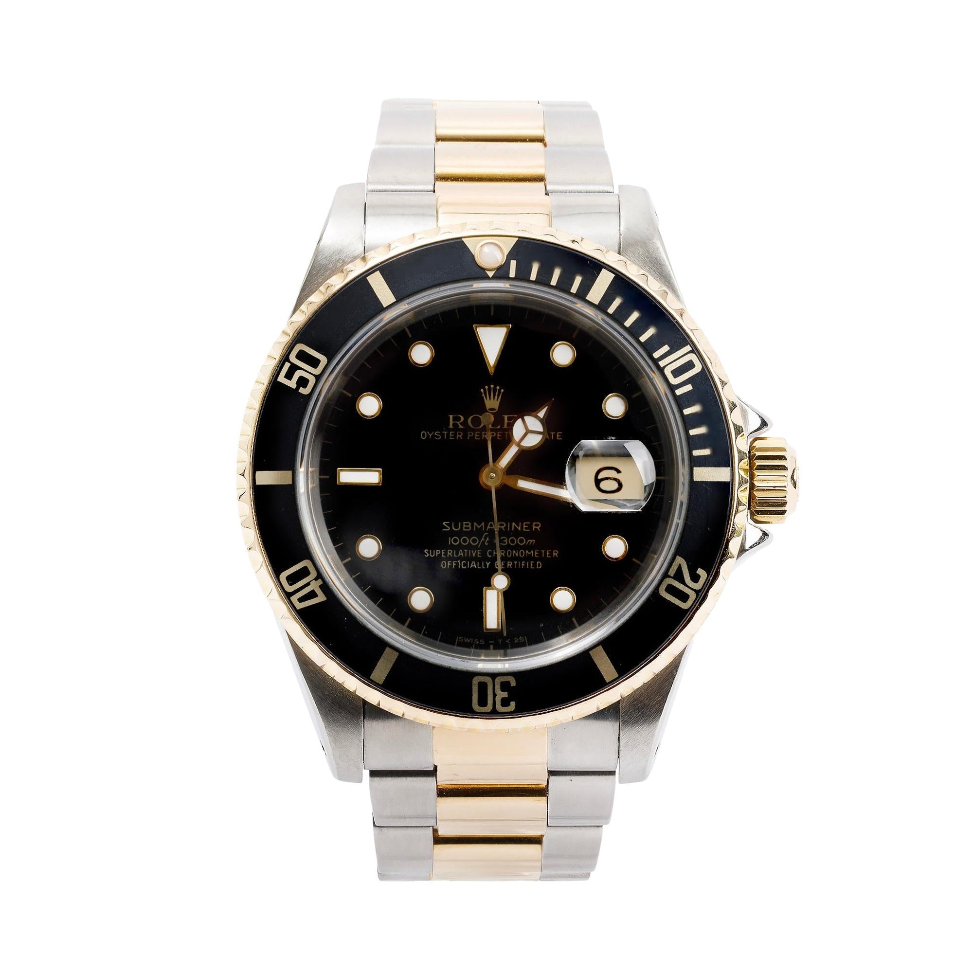 Rolex Stainless Steel & 18k Yellow Gold Submariner Date 40 MM Automatic Watch w/ Box & Papers