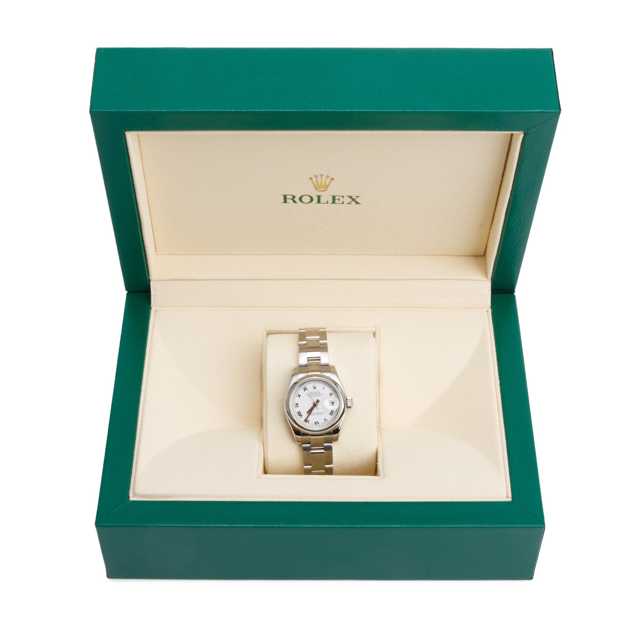 Rolex Stainless Steel 26 MM Datejust Automatic Watch White Roman Numeral Dial 179160