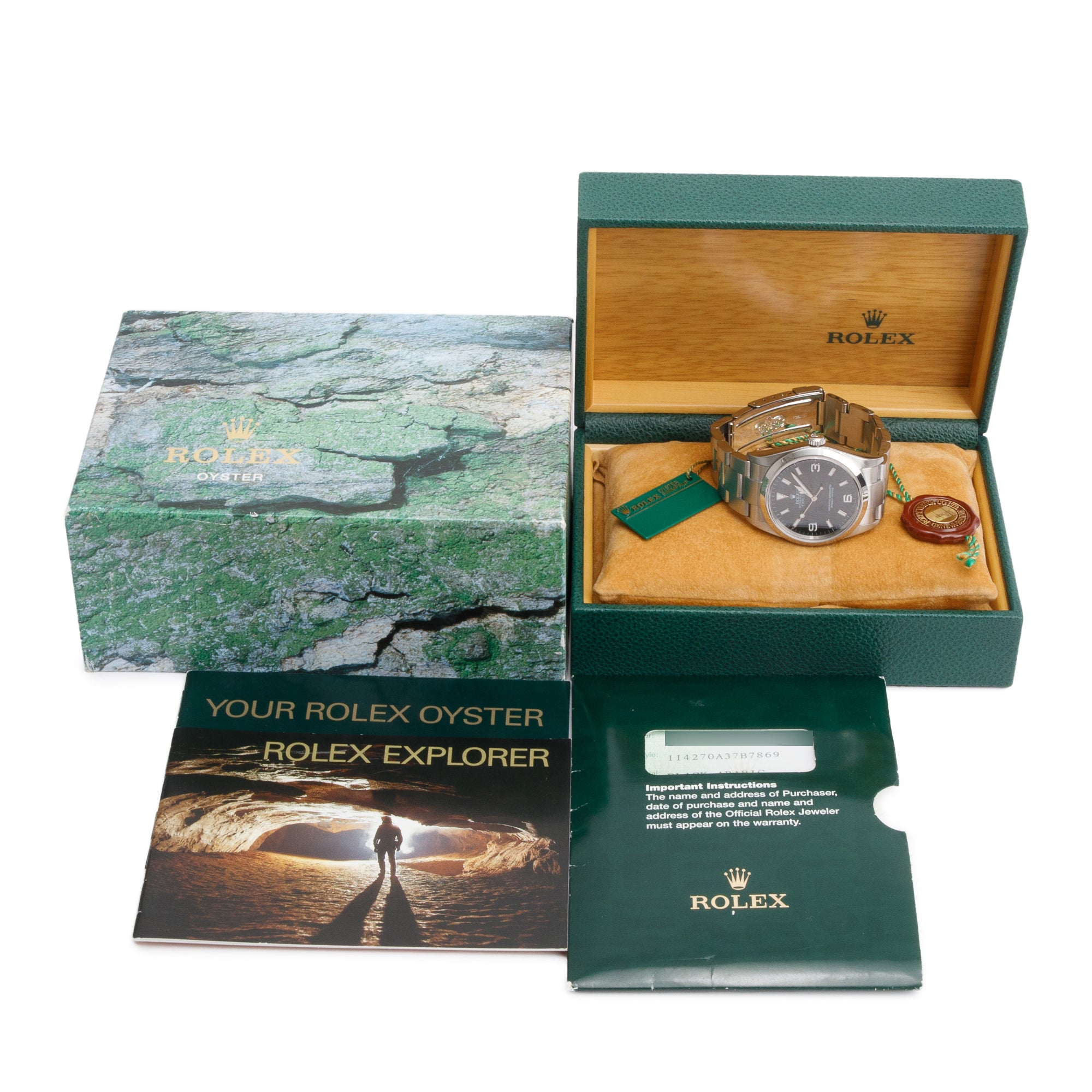 Rolex Stainless Steel Black Dial Oyster Perpetual Explorer 36 MM Watch 114270 w/ Box & Papers