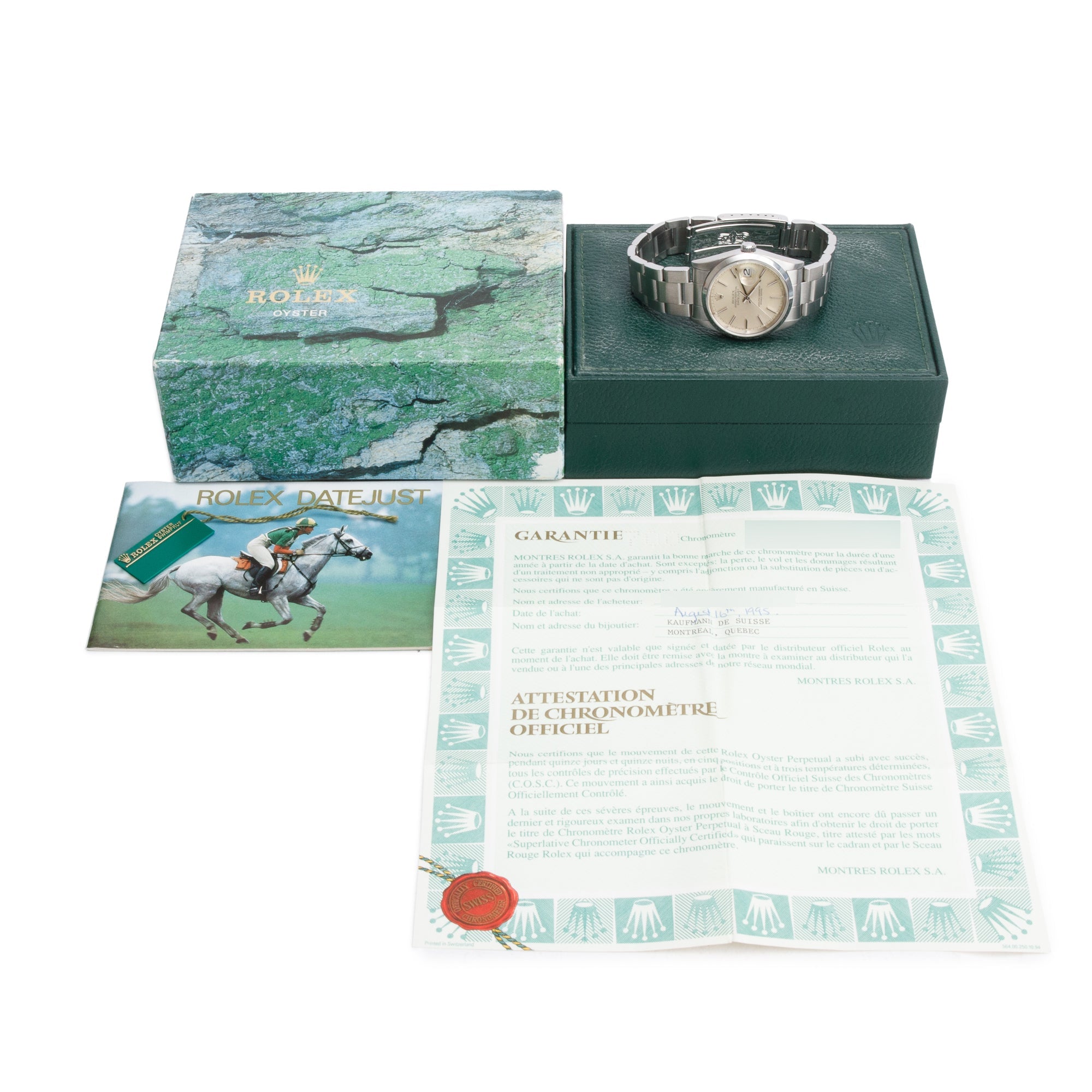 Rolex Stainless Steel Datejust 36 MM Automatic Watch 16200 w/ Box & Papers