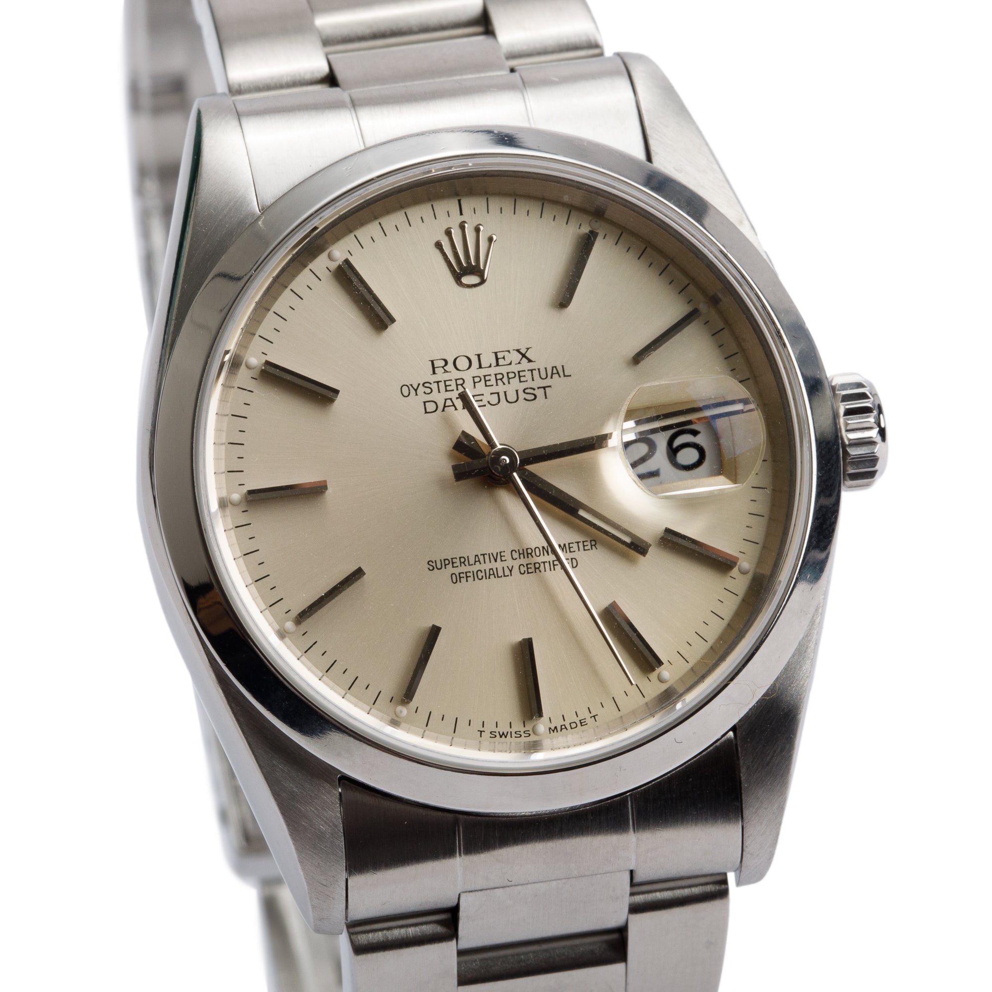 Rolex Stainless Steel Datejust 36 MM Automatic Watch 16200 w/ Box & Papers