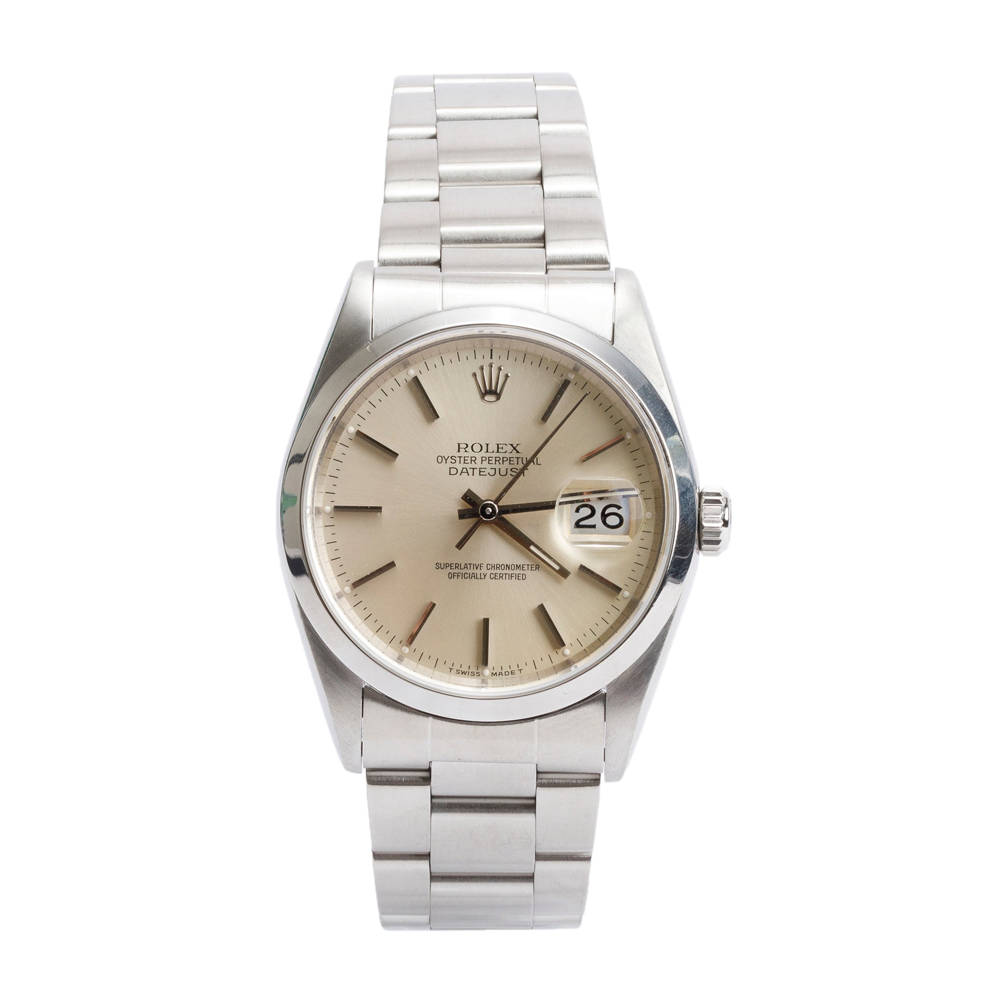 Rolex Stainless Steel Datejust 36 MM Automatic Watch 16200 w/ Box & Papers