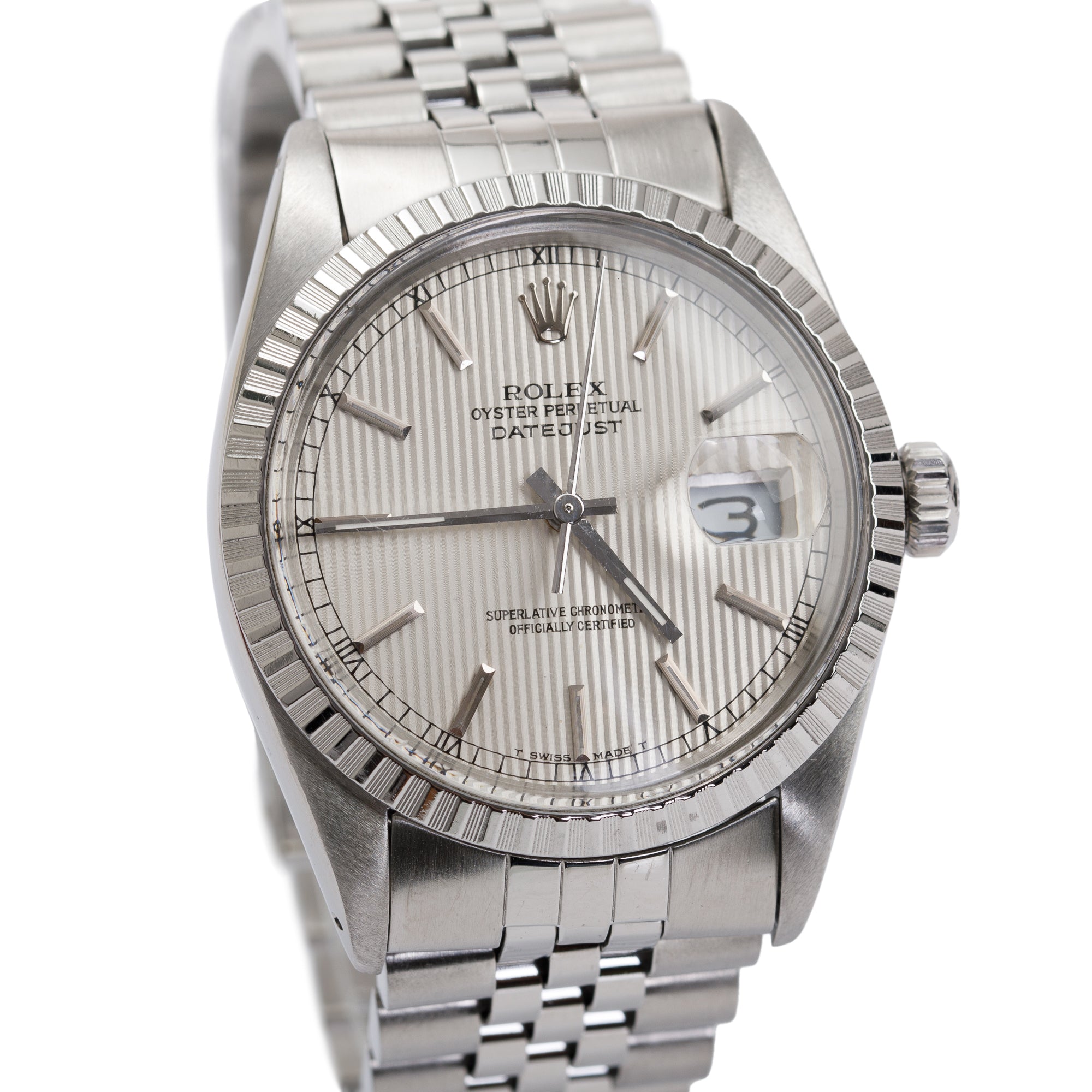 Rolex Stainless Steel Datejust 36 MM Automatic Watch w/ Service Card