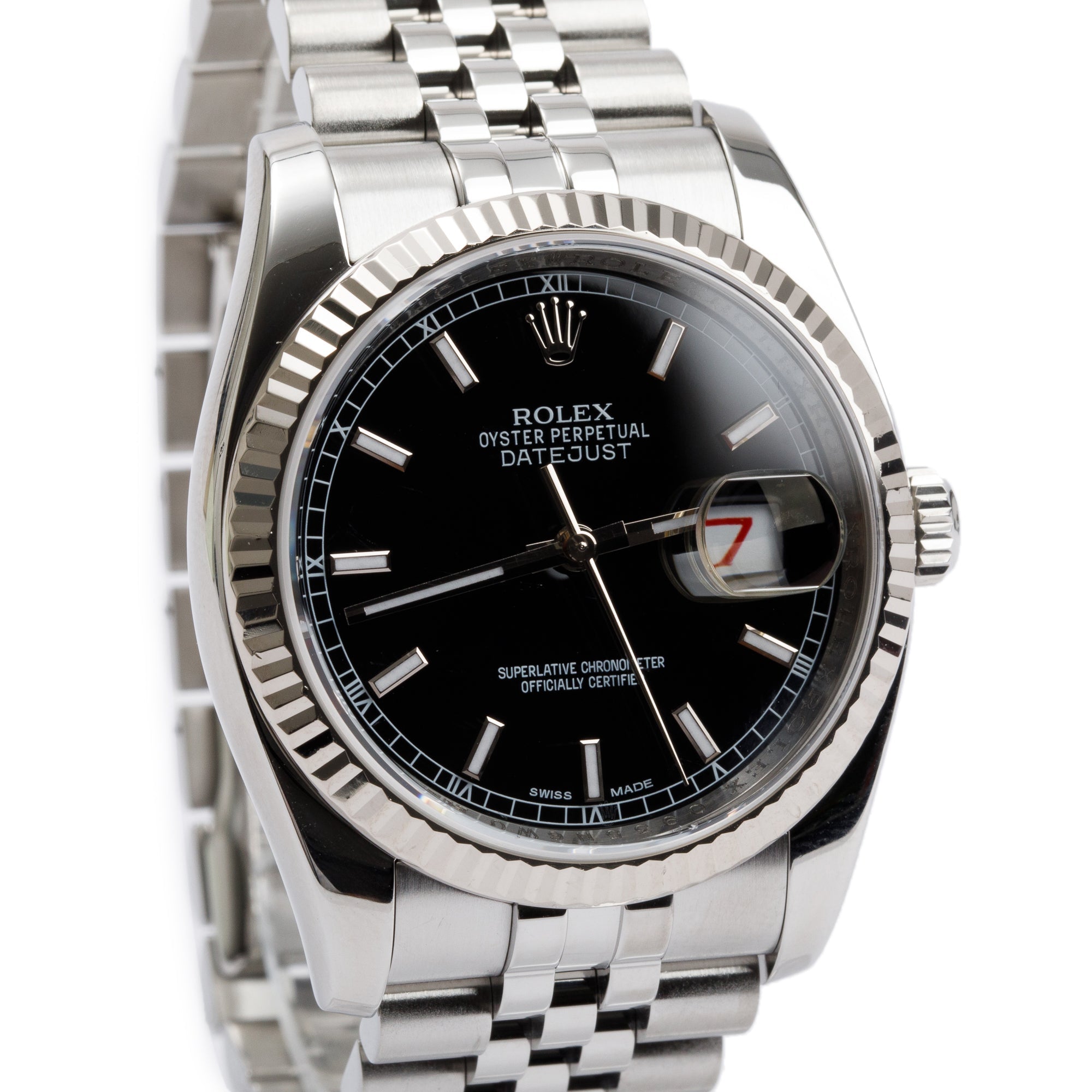 Rolex Stainless Steel Datejust 36 MM Roulette Date Window Automatic Watch 116234 w/ Box & Papers