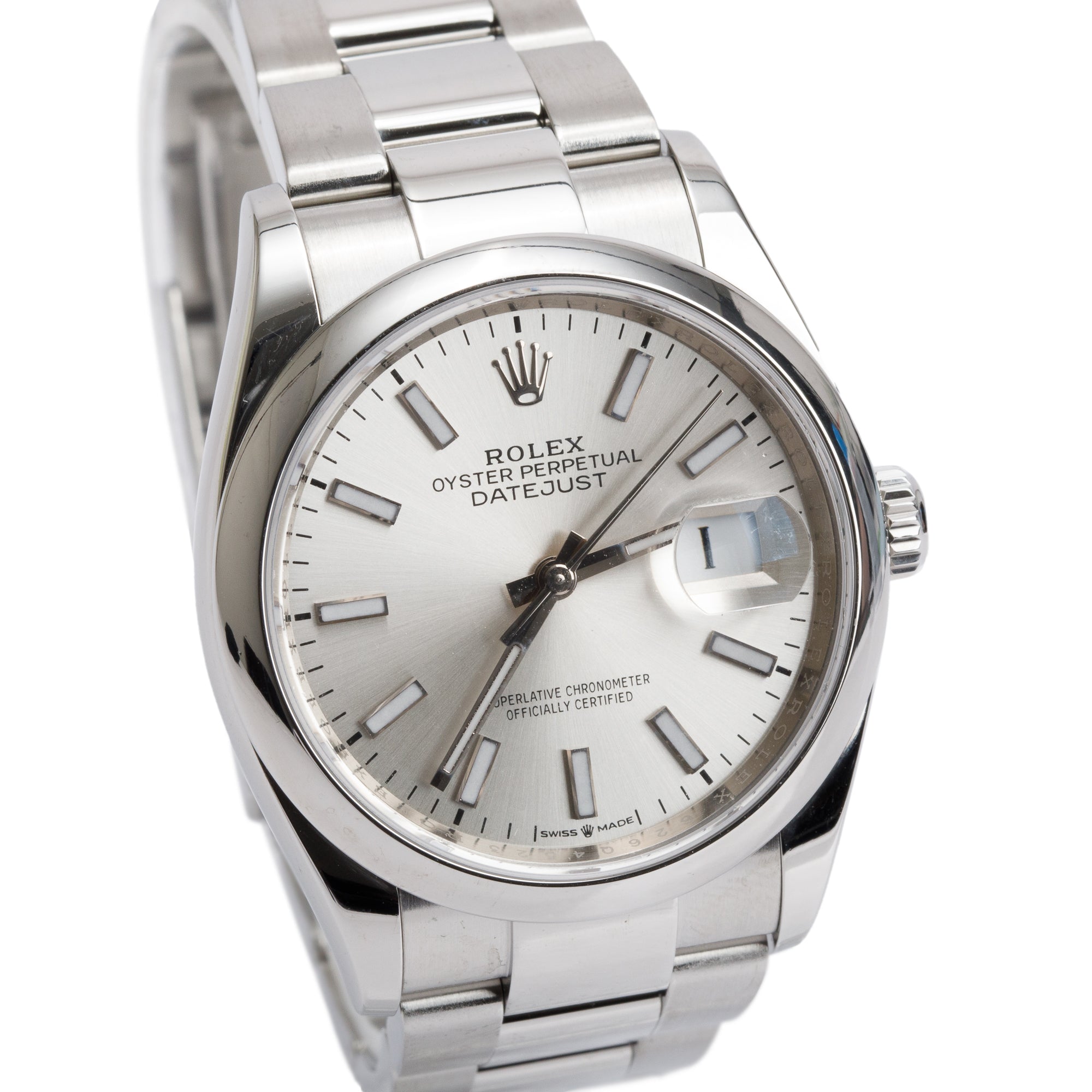 Rolex Stainless Steel Datejust 36 MM Silver Dial Automatic Watch 126200 w/ Box & Papers