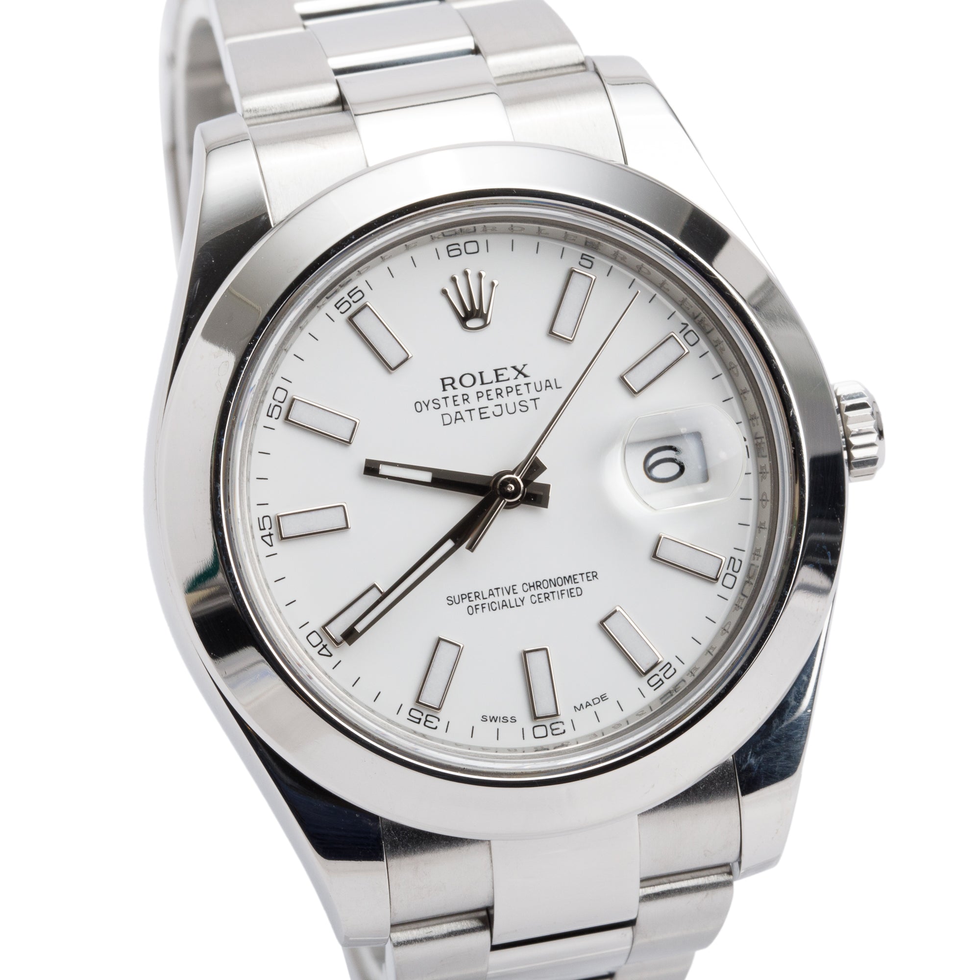 Rolex Stainless Steel Datejust 41 MM White Dial Automatic Watch 116300 w/ Box & Papers