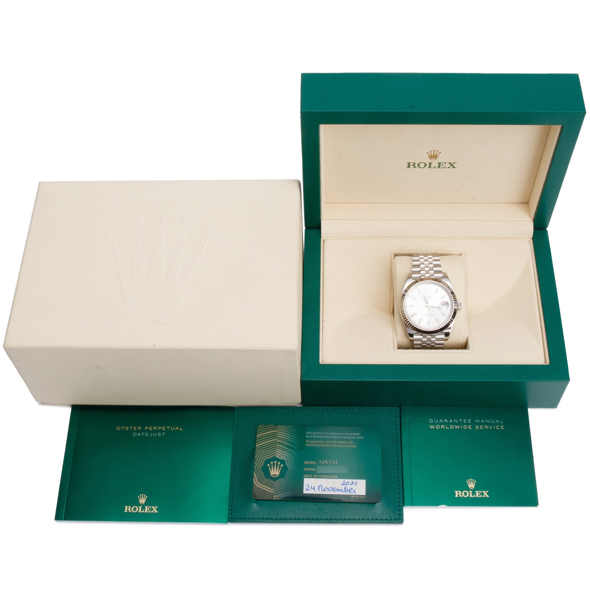 Rolex Stainless Steel Datejust Silver Dial 41 MM Watch 126334 w/ Box & Papers