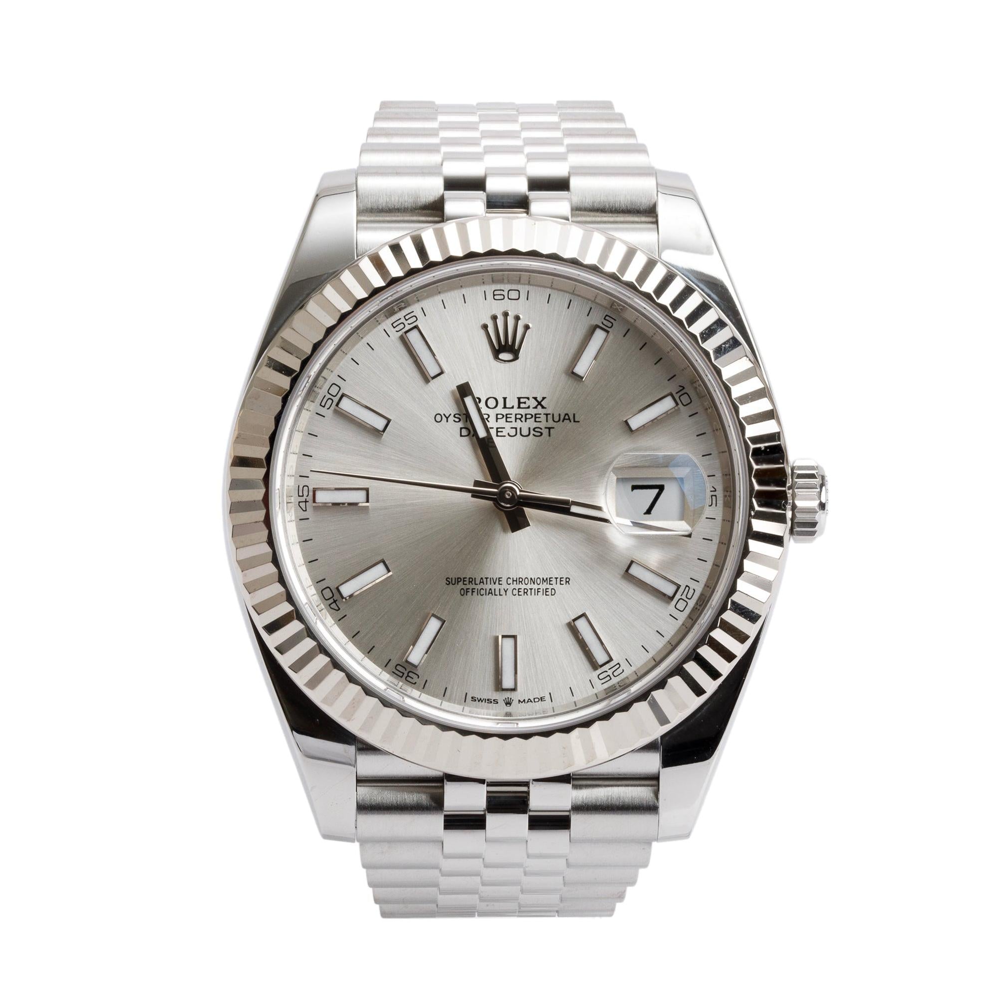Rolex Stainless Steel Datejust Silver Dial 41 MM Watch 126334 w/ Box & Papers