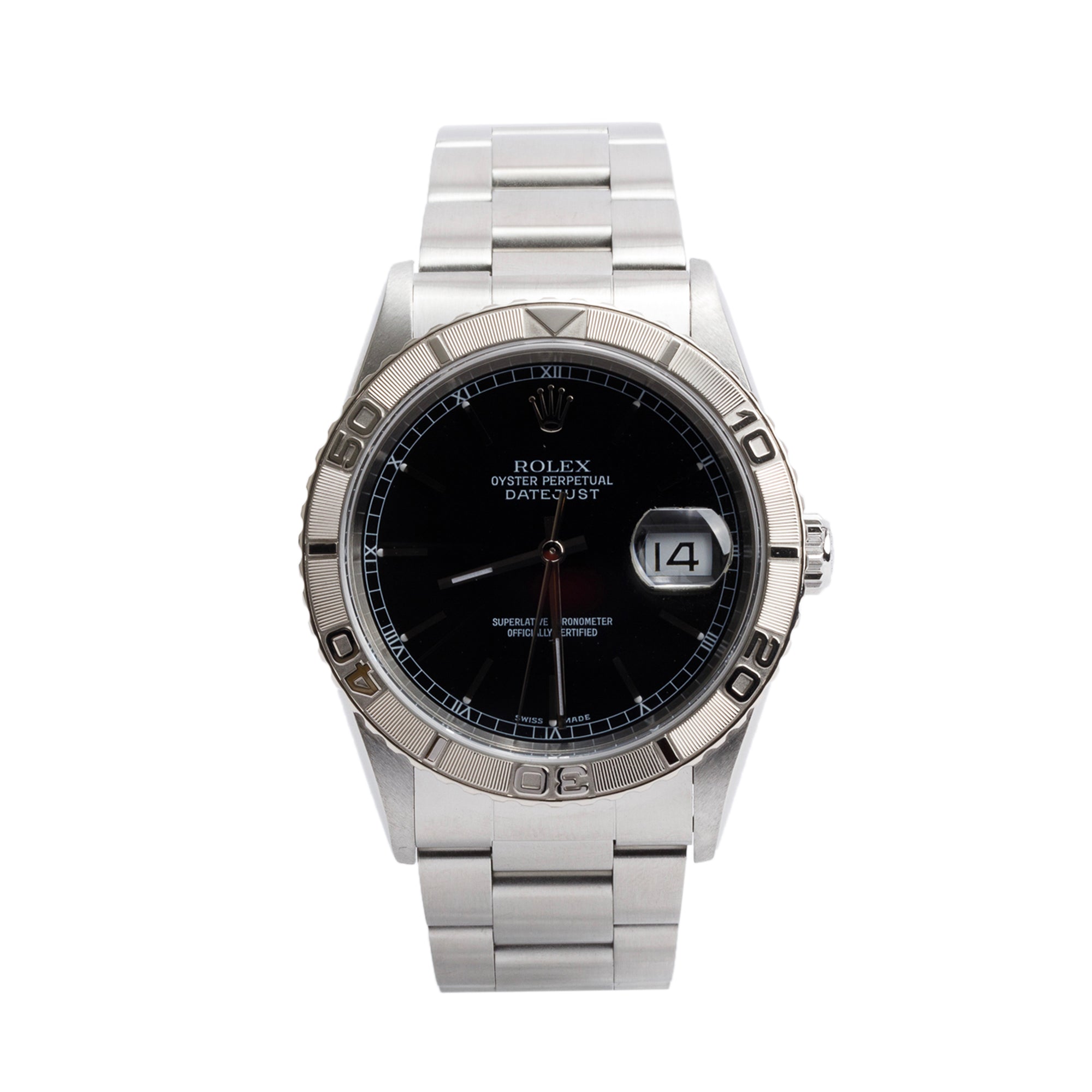 Rolex Stainless Steel Datejust Turn-O-Graph 36 MM Watch Black Dial 16264 w/ Box & Papers