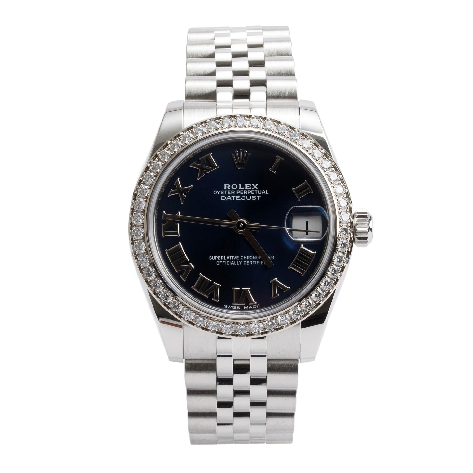 Rolex Stainless Steel Diamond Bezel Datejust 31 MM Watch 178384 w/ Box & Papers