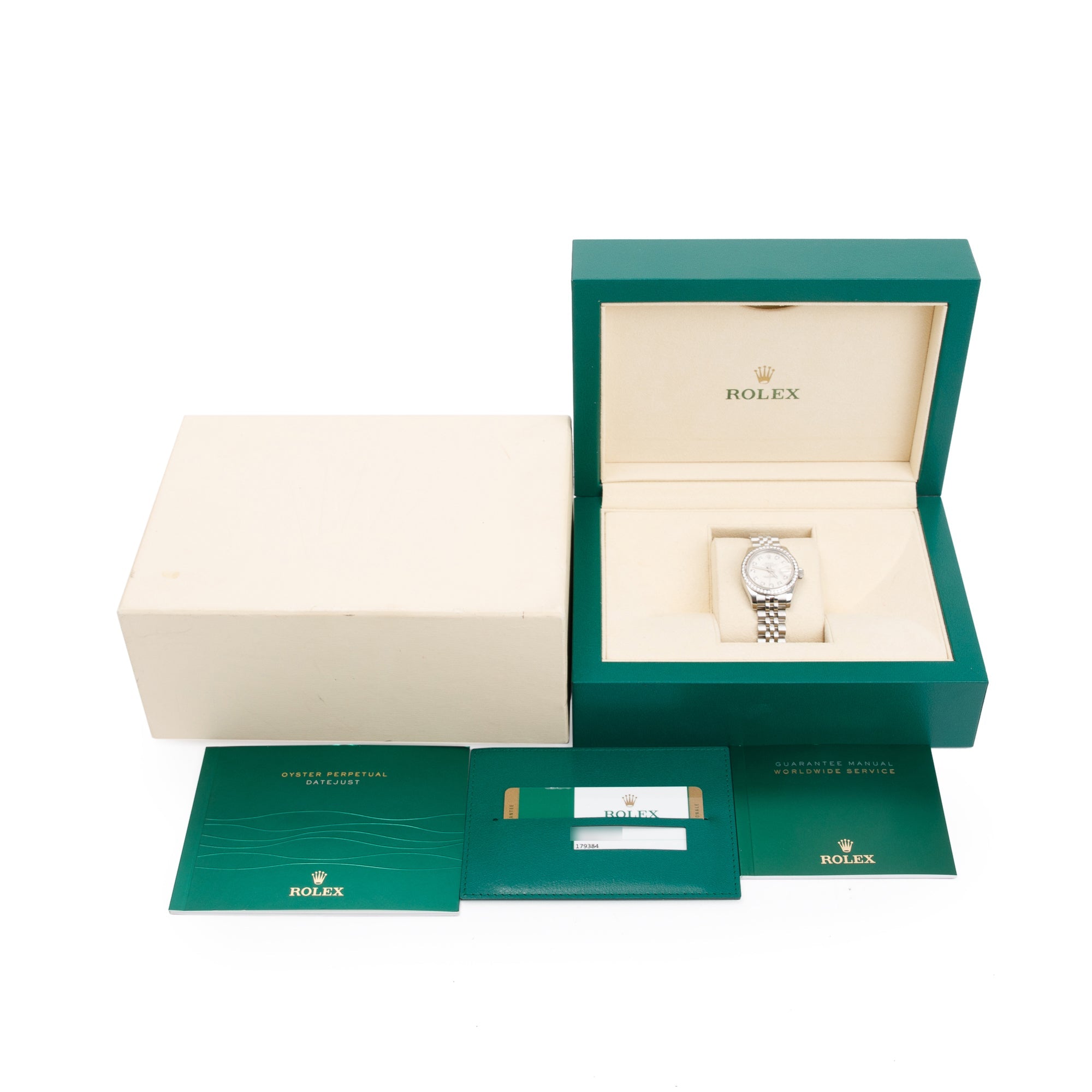 Rolex Stainless Steel Diamond Bezel & Dial Datejust 26 MM Watch w/ Box & Papers