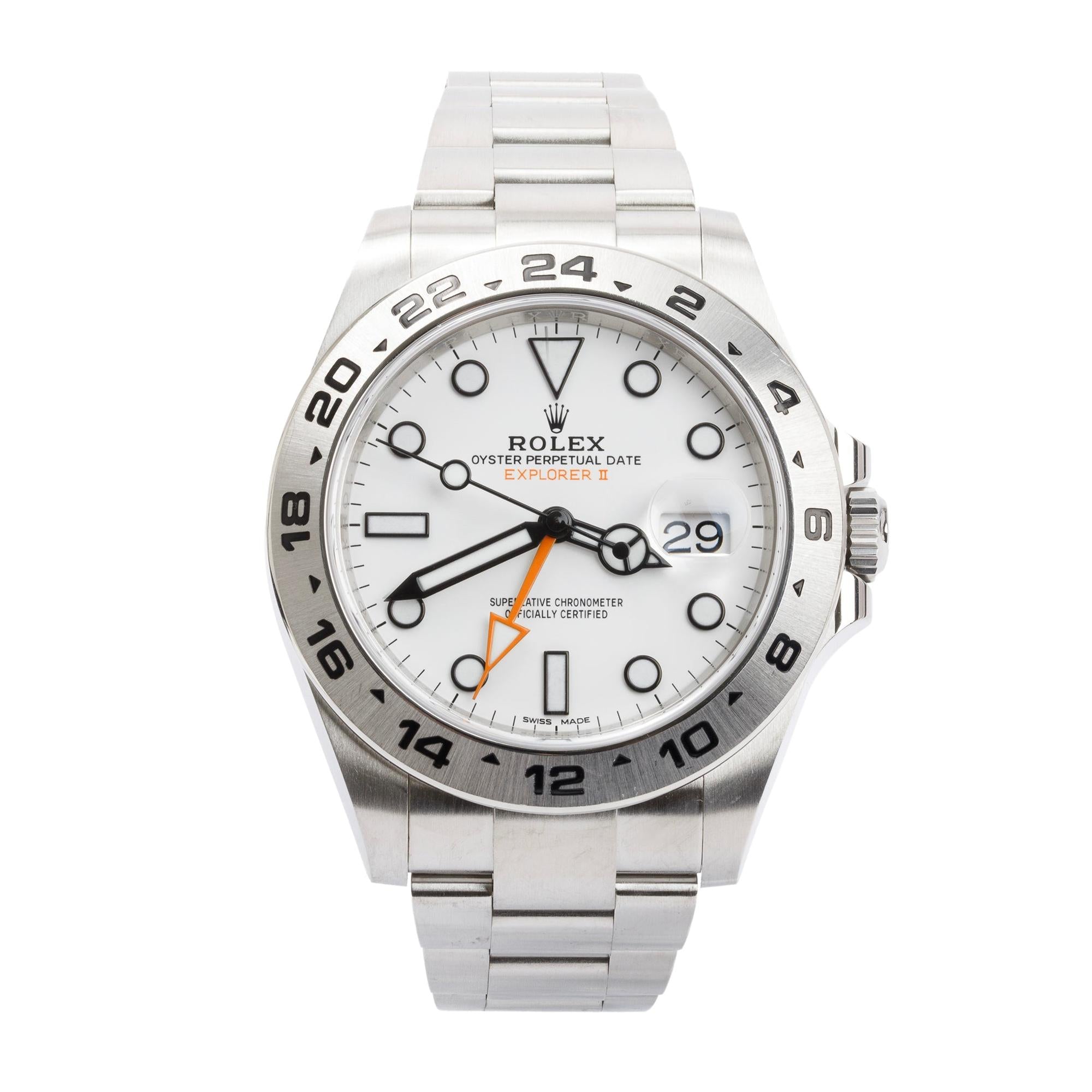 Rolex Stainless Steel Explorer II 42 MM Automatic Watch w/ Box & Papers