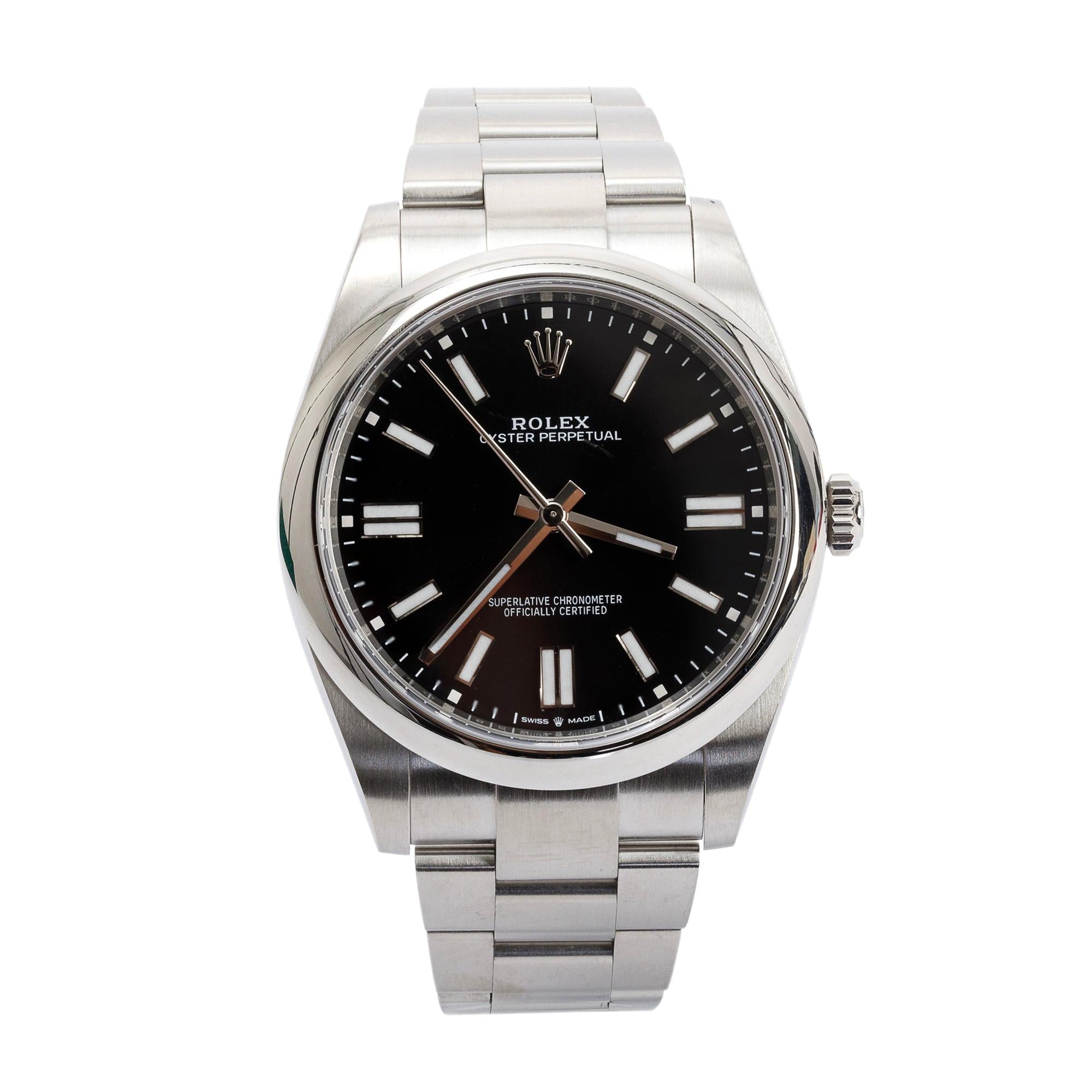 Rolex Stainless Steel Oyster Perpetual 41 MM Watch w/ Box & Papers