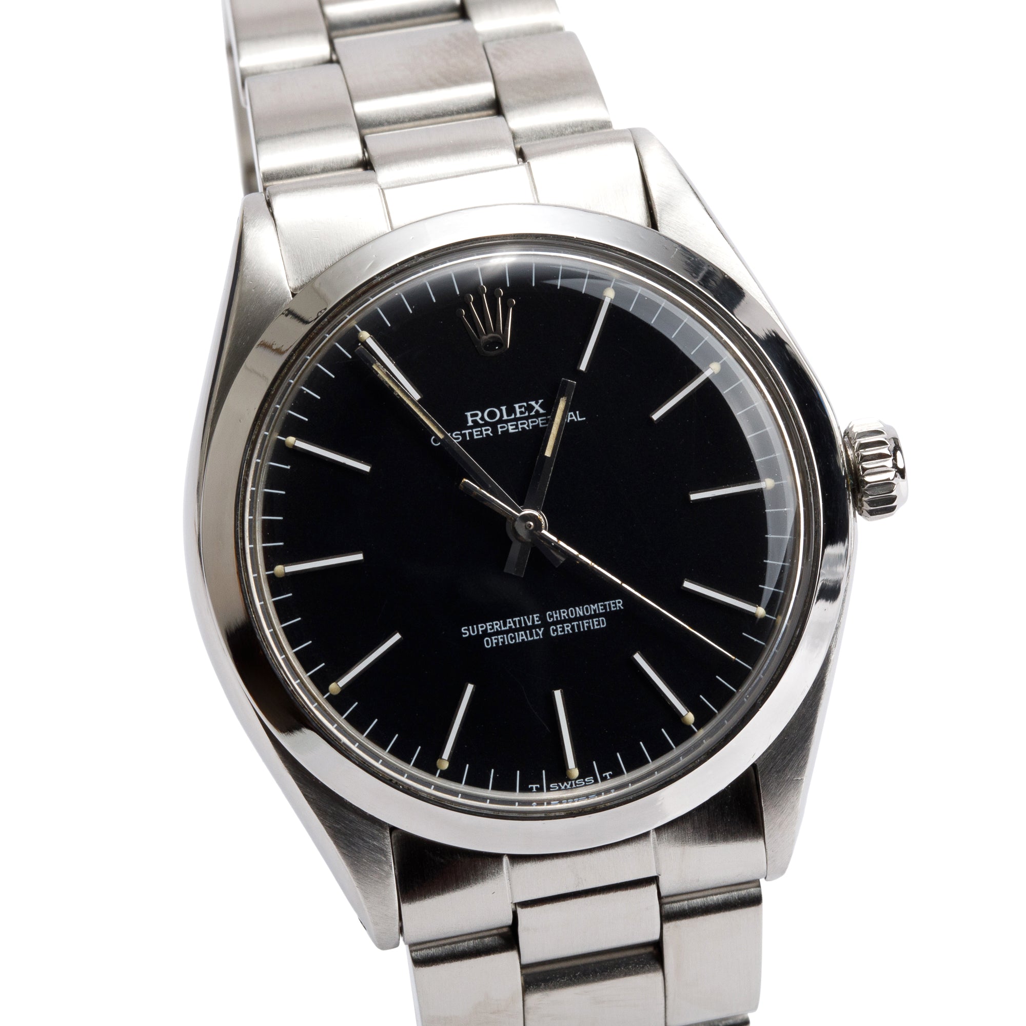 Rolex Stainless Steel Oyster Perpetual Black Dial 34 MM Automatic Watch 1002