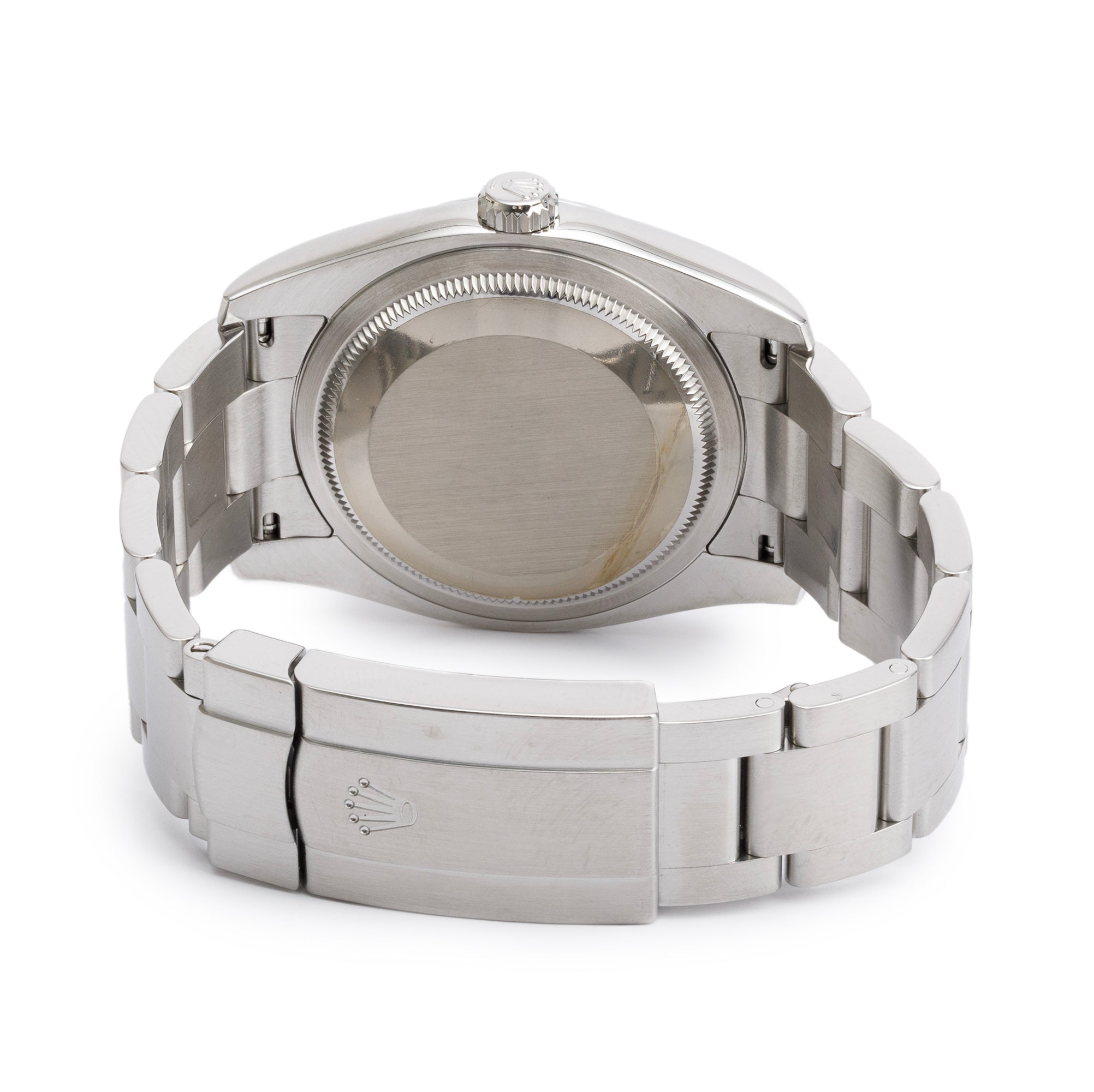 Rolex Stainless Steel Oyster Perpetual Black Dial Pink Index Markers Datejust 36MM Watch 116000 w/ Box & Papers