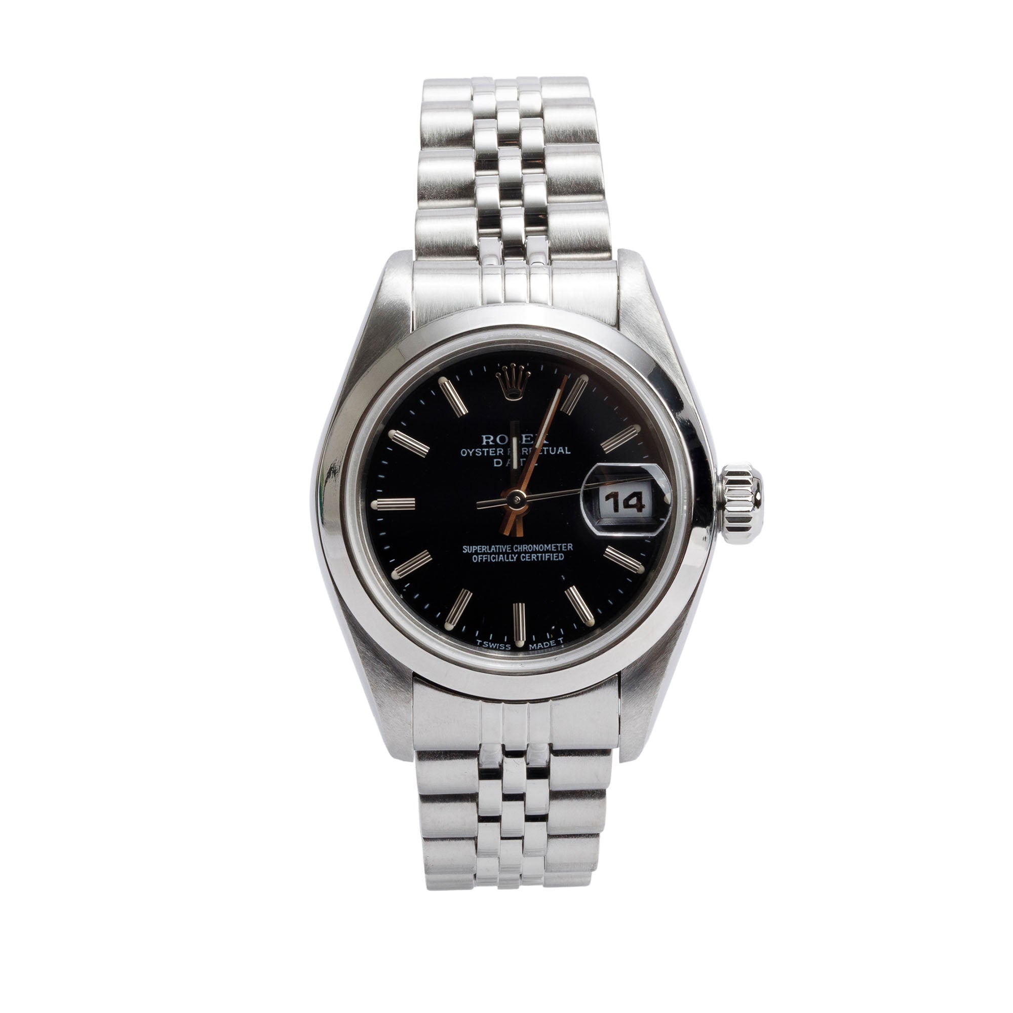 Rolex Stainless Steel Oyster Perpetual Date 26 MM Watch Black Dial 69160 w/ Box & Papers