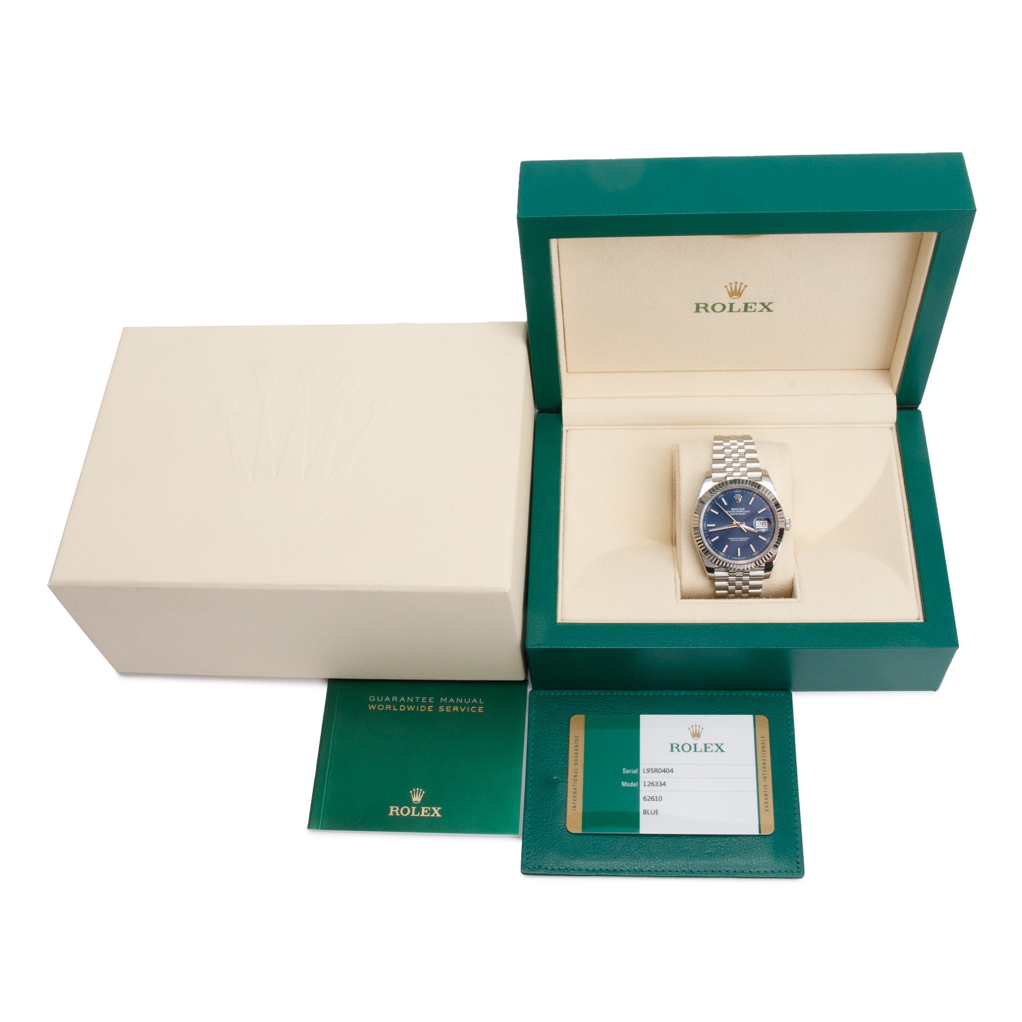 Rolex Stainless Steel Oyster Perpetual Datejust 41 MM Watch Blue Dial 126334 w/ Box & Papers