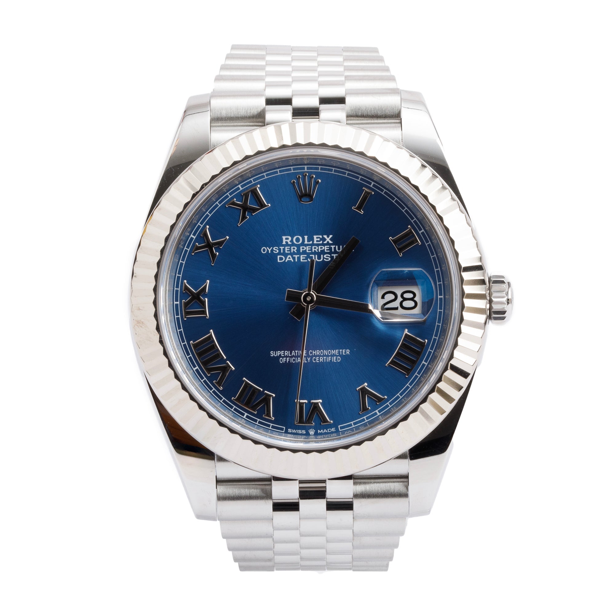 Rolex Stainless Steel Oyster Perpetual Datejust 41 MM Watch Blue Dial 126334 w/ Box & Papers